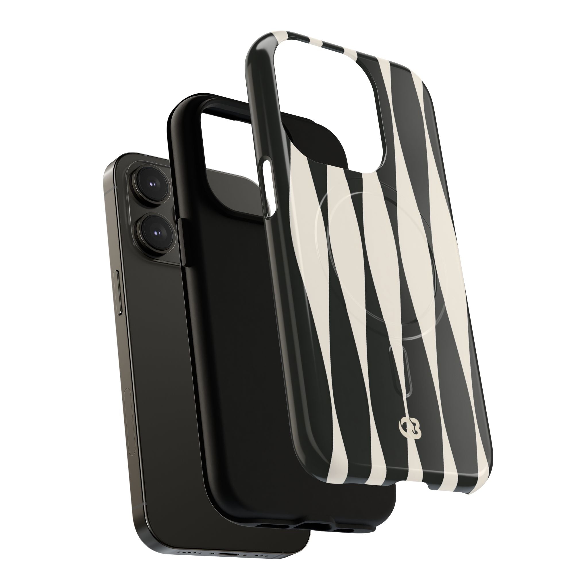 Black Tough 2.0 Magsafe Phone Case for iPhone - Ivory Spindle Grid