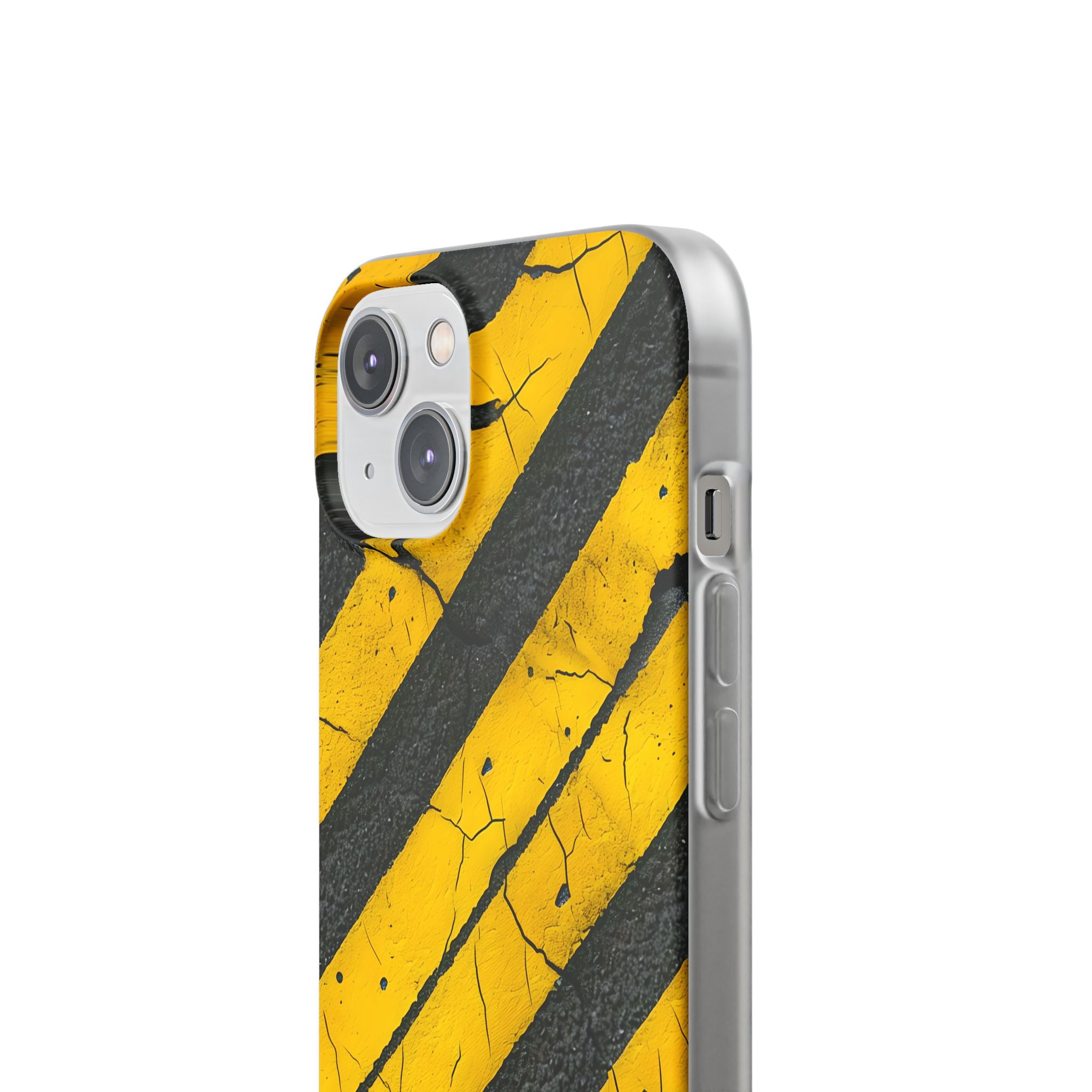 Yellow Stripe Distress iPhone 14 Case - Soft