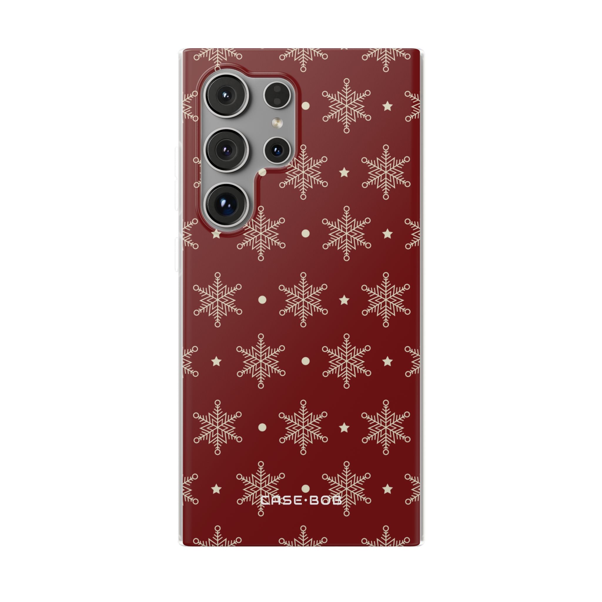 Cream Snowflake Crimson Samsung S24 Ultra Case - Soft