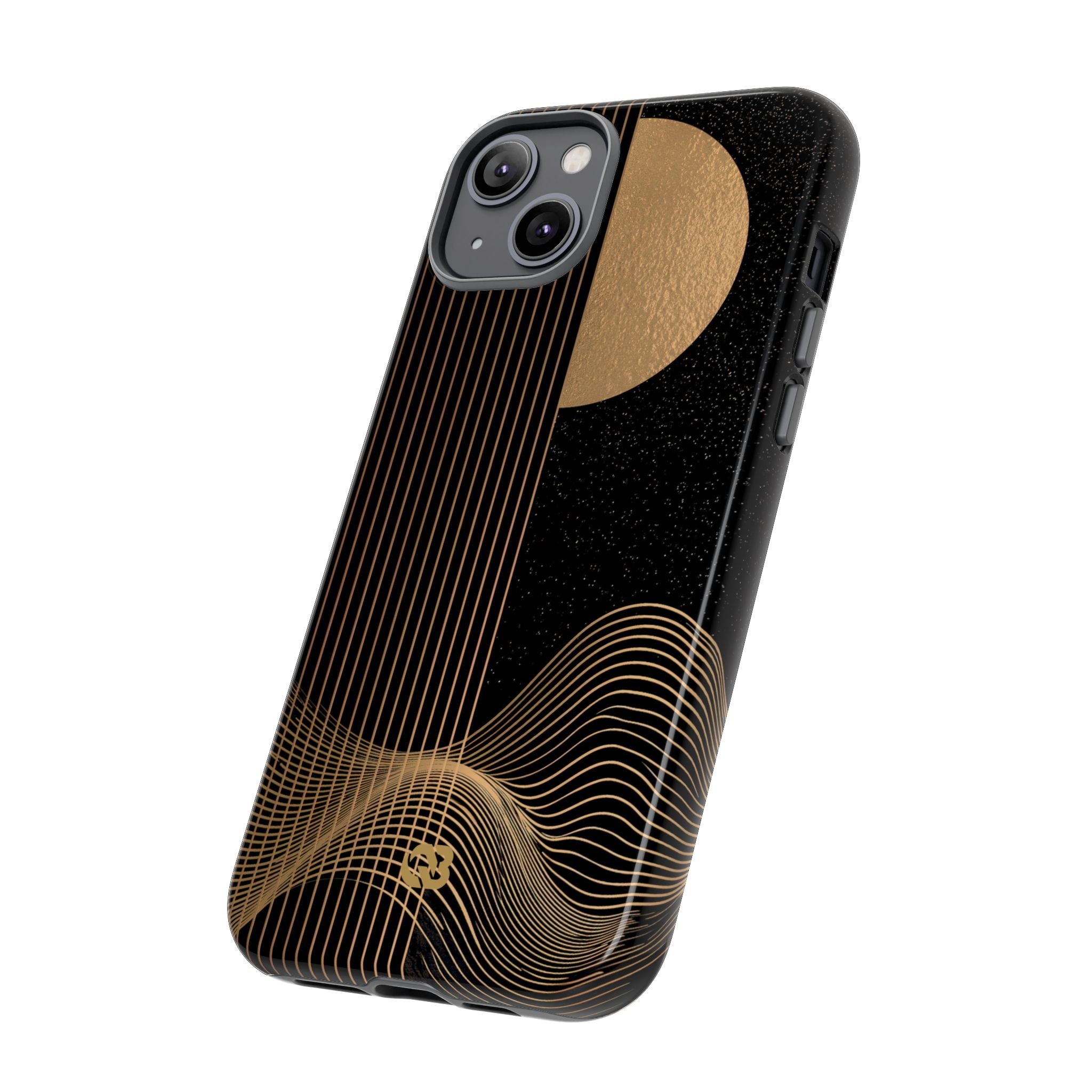 Gold Tough Phone Case for iPhone - Gilded Obsidian Dunes