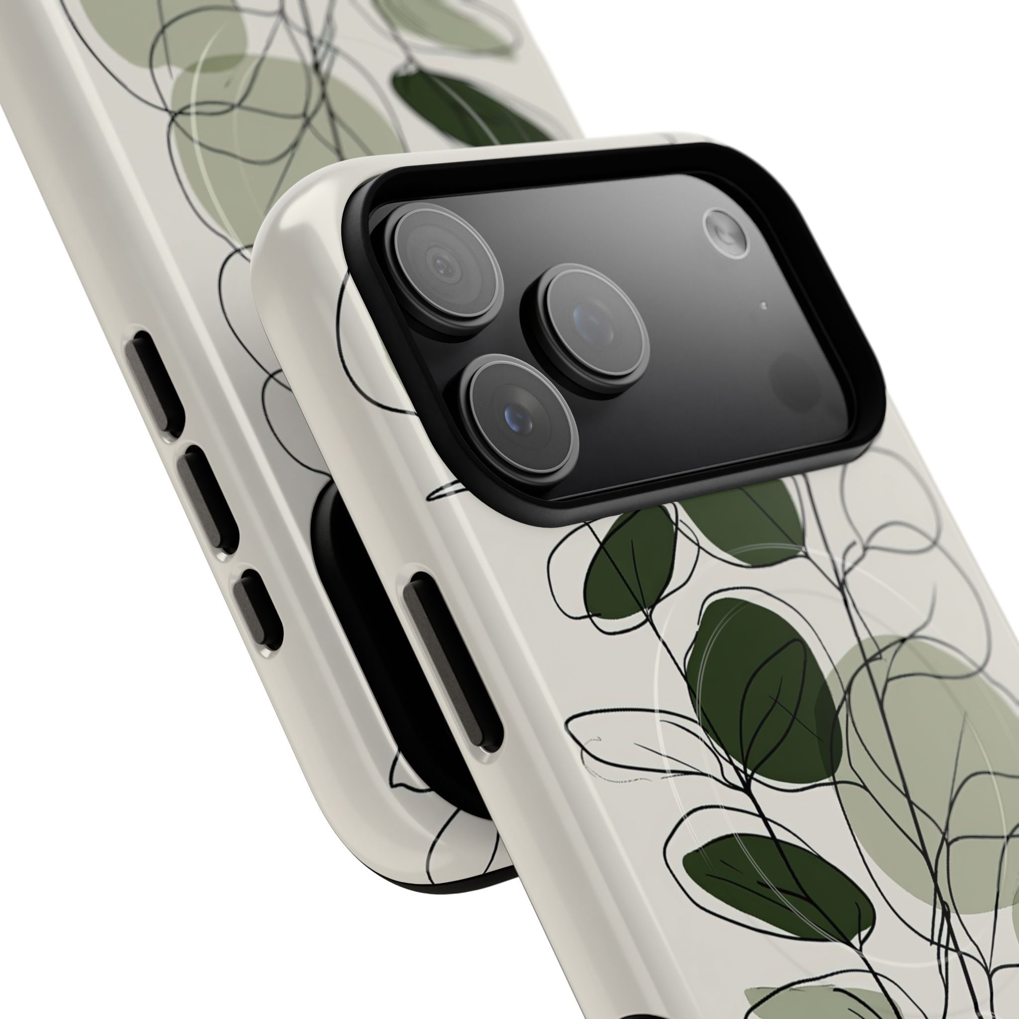 Green Tough 2.0 Magsafe Phone Case for iPhone - Muted Eucalyptus Sketch