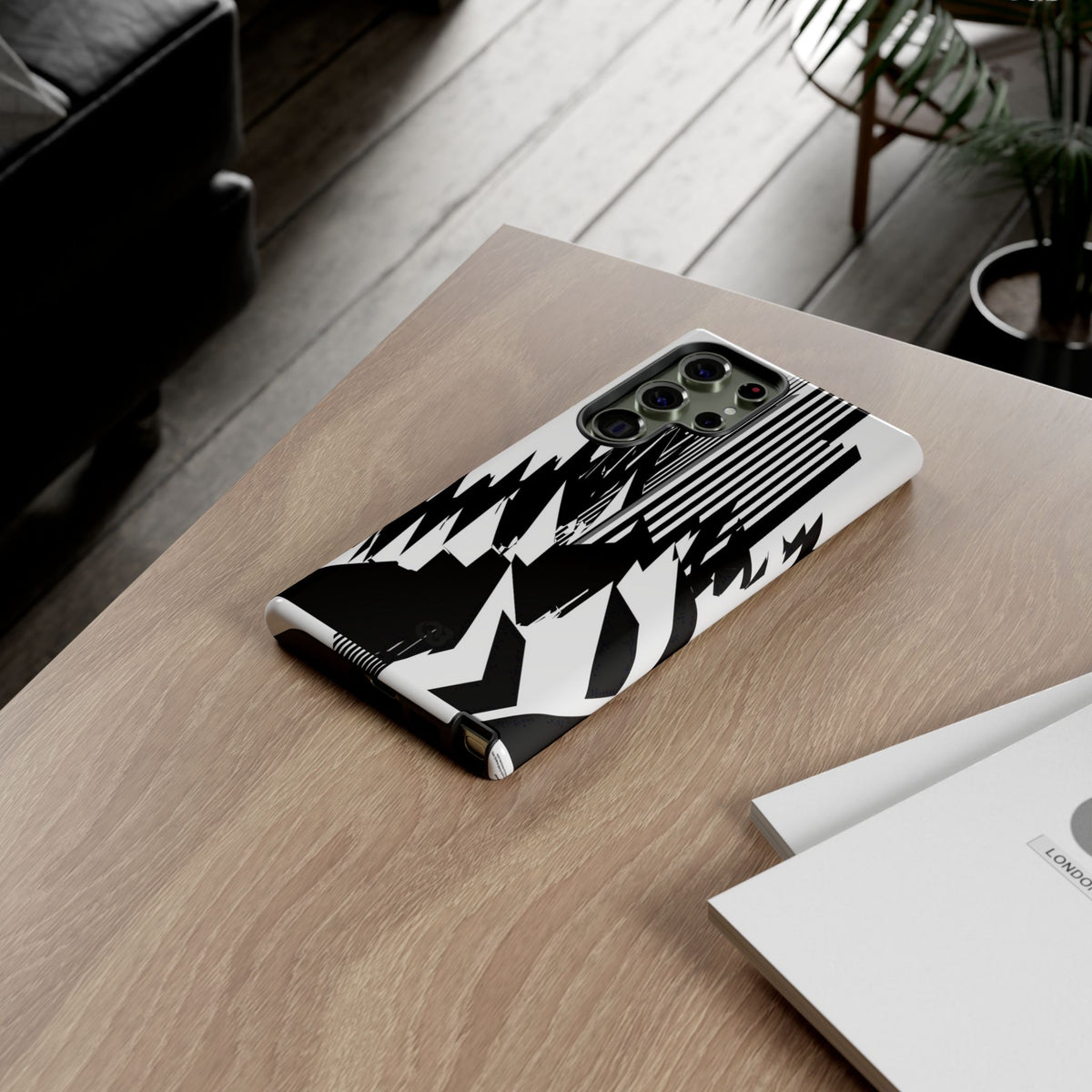 White Tough Phone Case for Samsung - Shattered Vector Spire