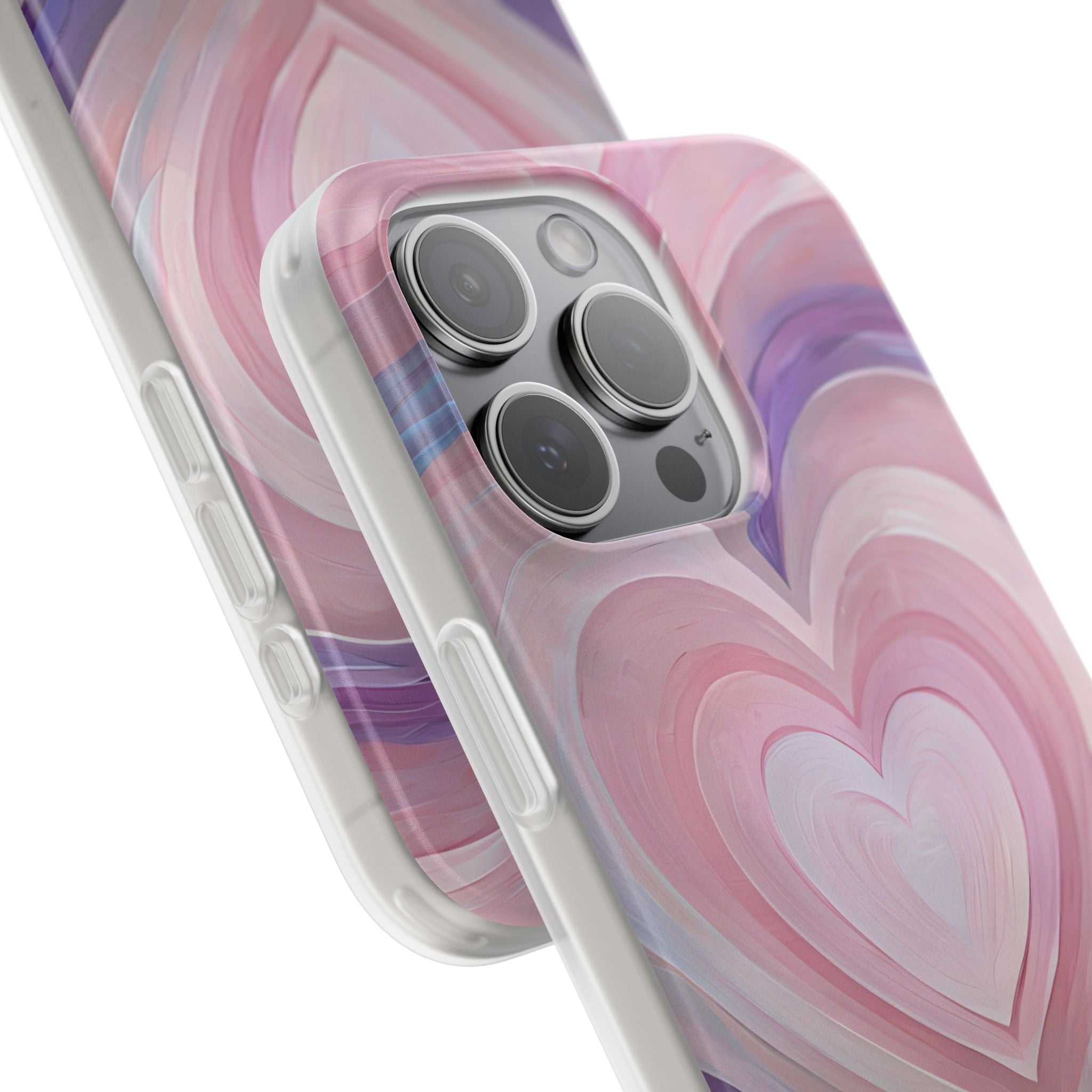 Lavender Pulse Hearts · Soft Mobilskal för iPhone