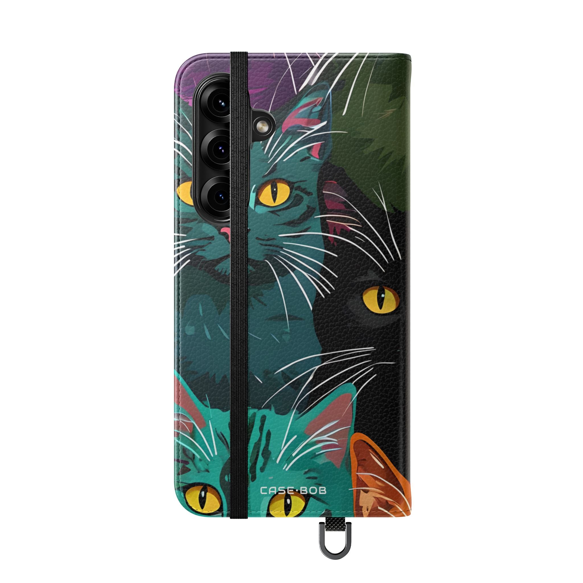 Cat Grid Neon - Samsung S25+ Case - Wallet