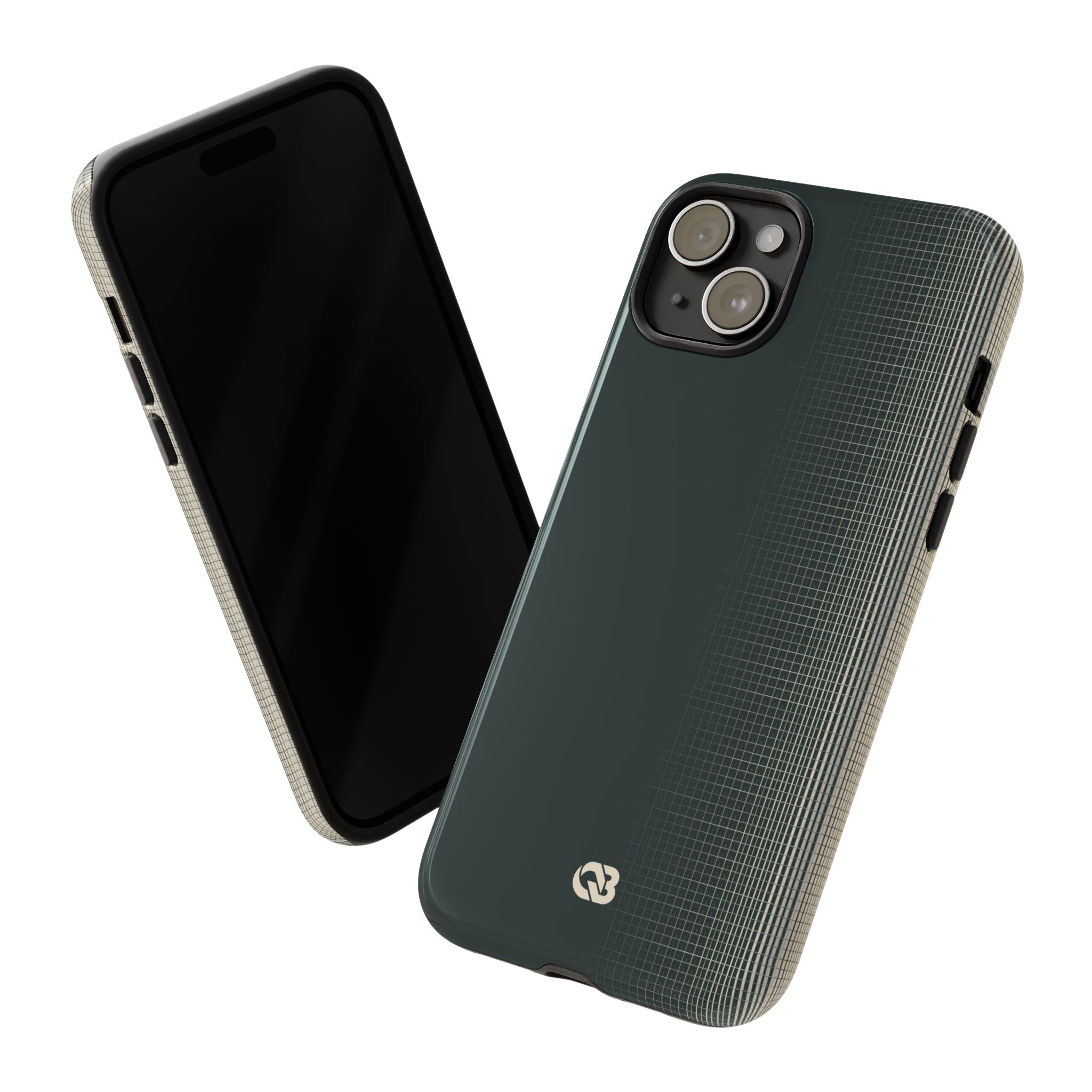 Grey Tough Phone Case for iPhone - Charcoal Tech Grid
