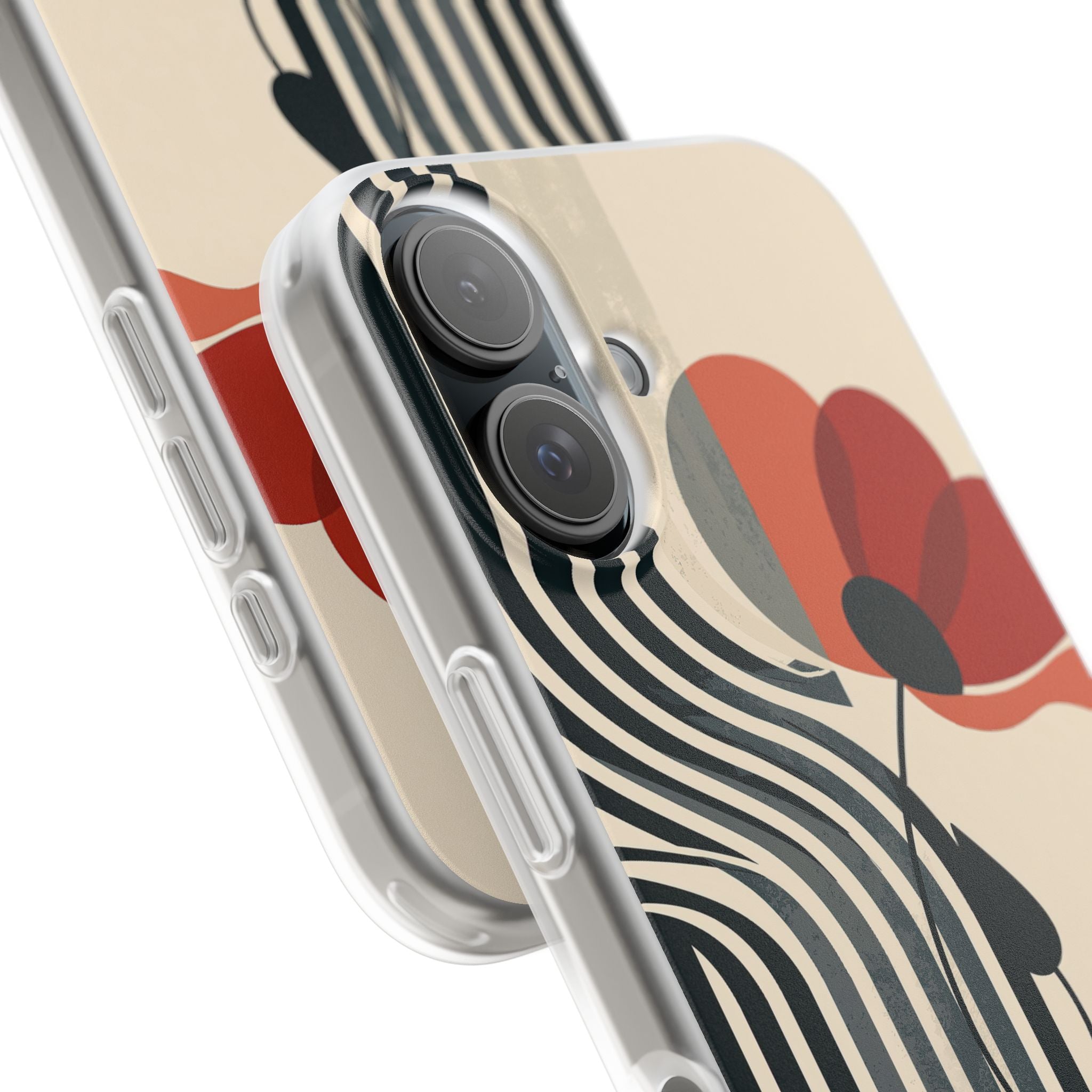 Beige Lite Phone Case for iPhone - Crimson Line Bloom