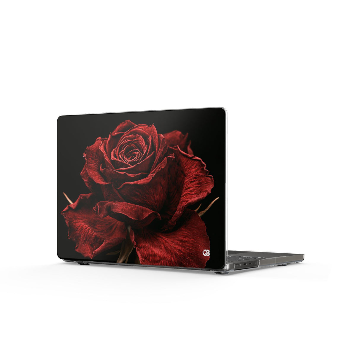 Crimson Noir Rose · Clear Hard Case for MacBook · Black