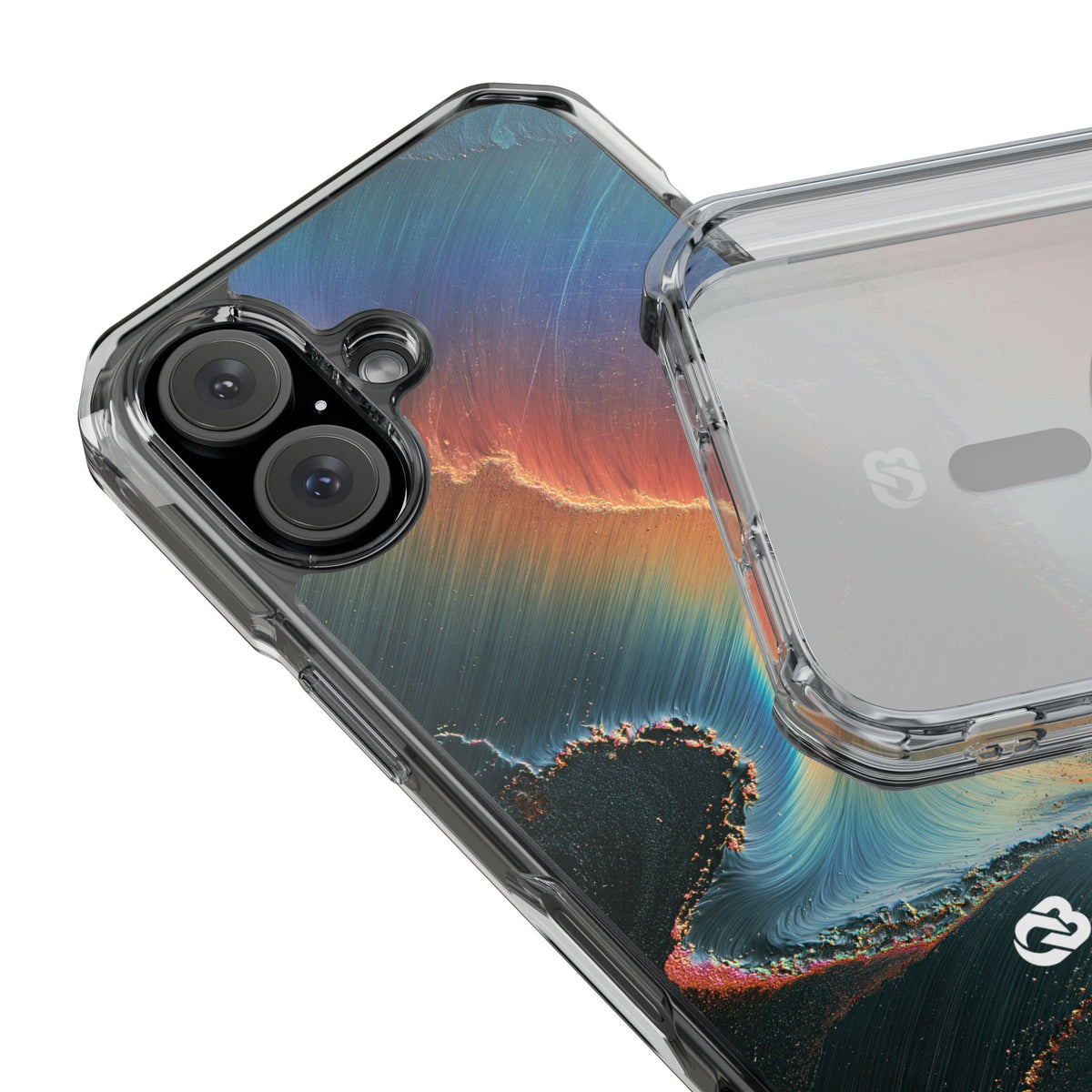 Prismatic Aura Shift · Clear Impact Magnetic Phone Case for iPhone · Blue