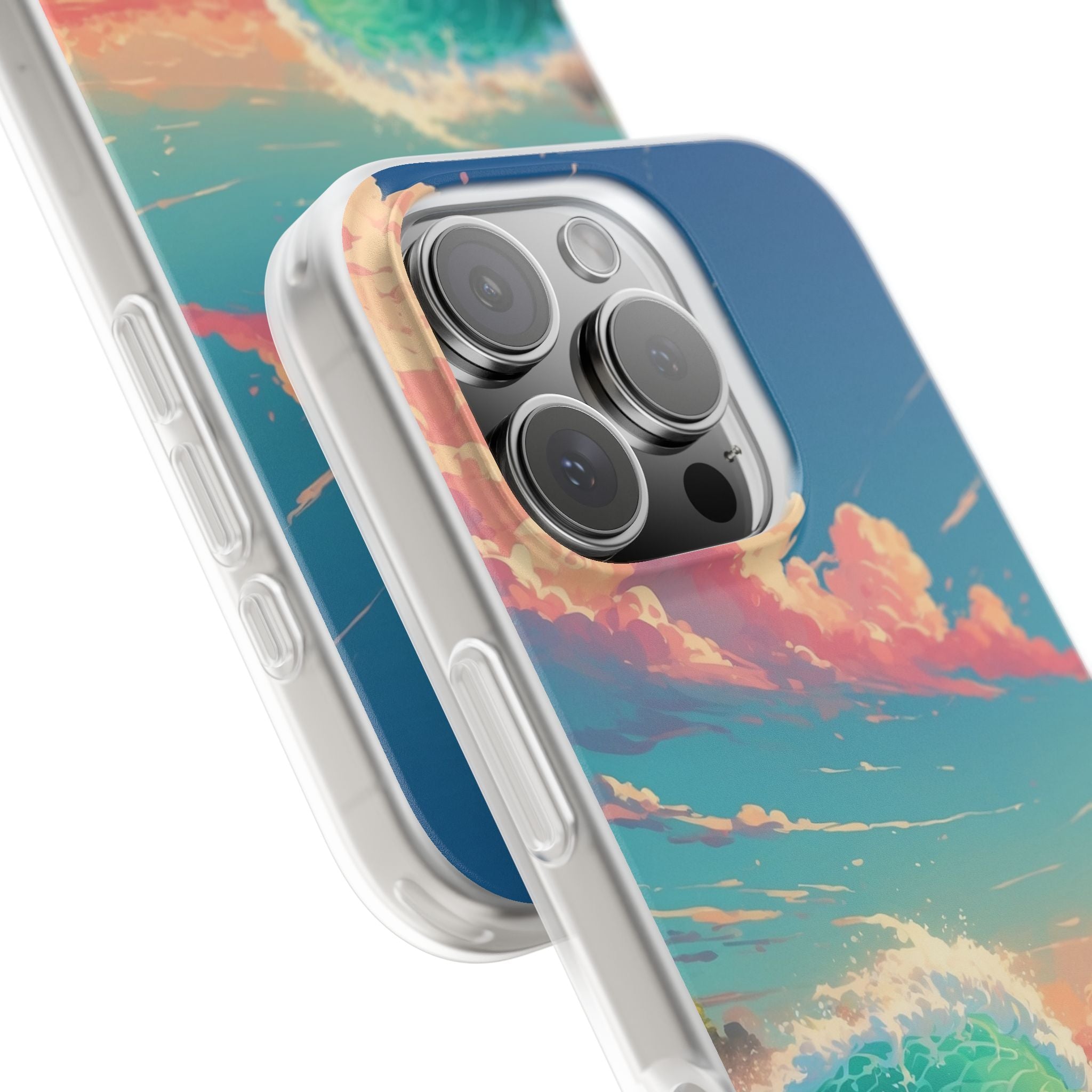 Turkoosi Curl iPhone 16 Pro -pehmeä suojakotelo