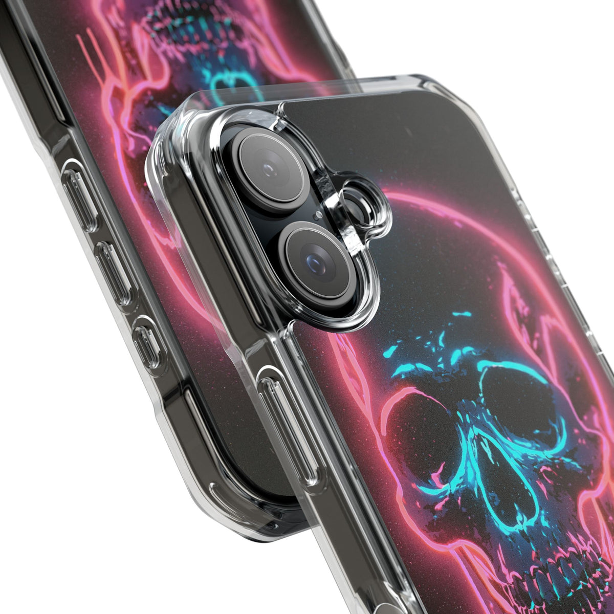 Neon Drip Skull · Clear Impact Magnetic Phone Case for iPhone · Black