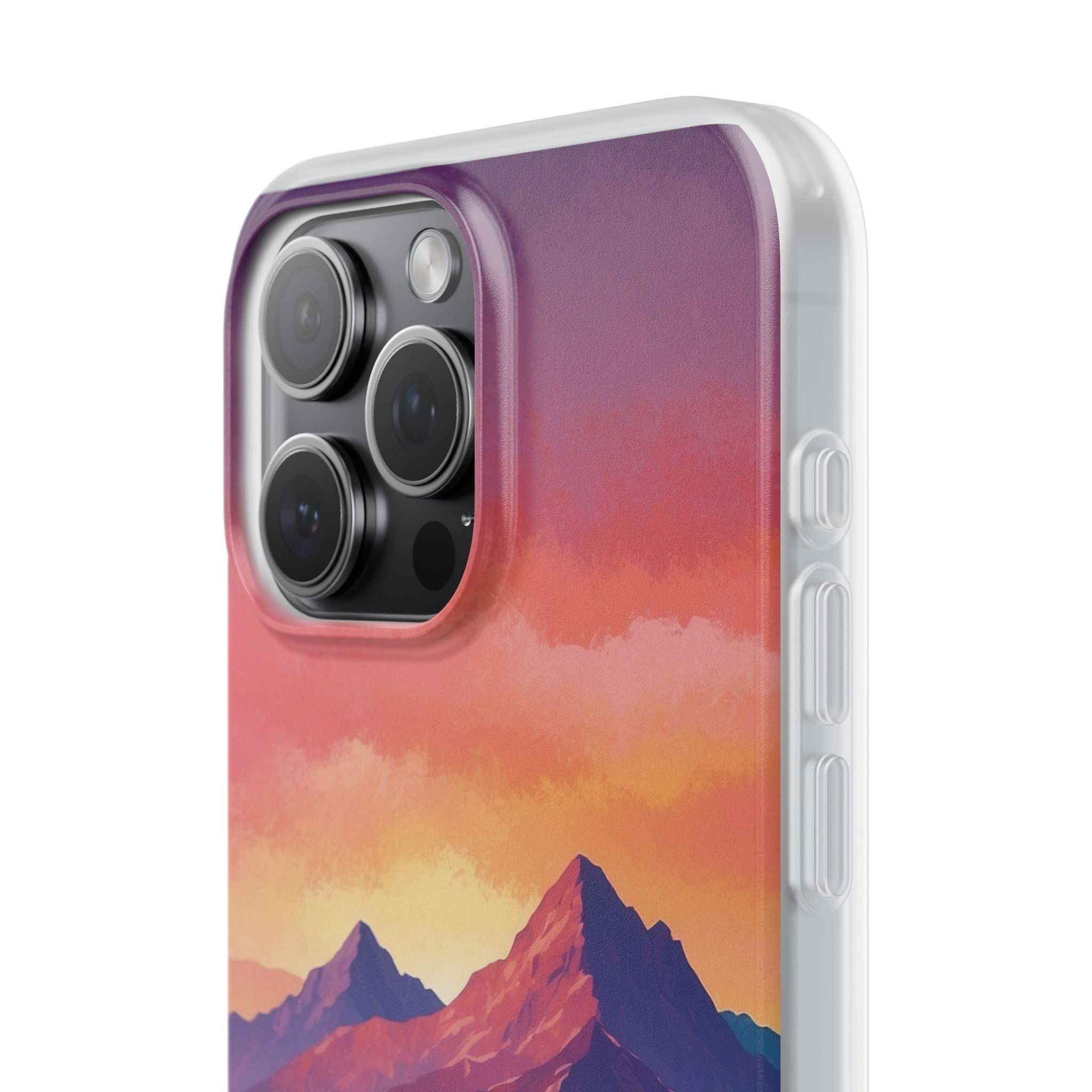 Crimson Mountain Dusk · Soft Custodia per iPhone