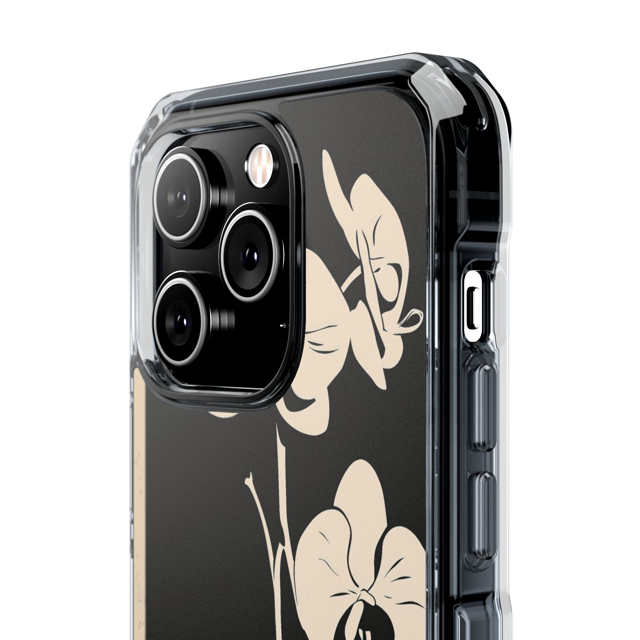 Black Impact MagSafe Phone Case for iPhone - Obsidian Bone Orchid