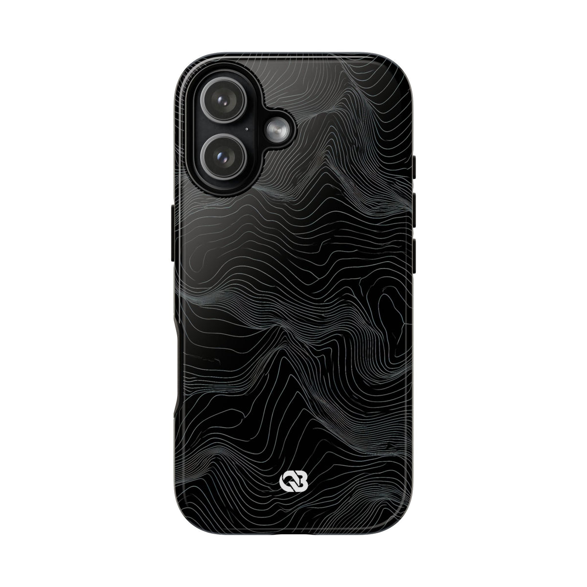 Black Tough Phone Case for iPhone - Obsidian Topo Wireframe