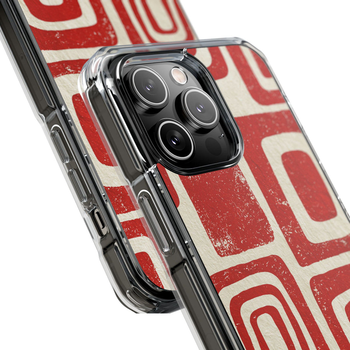 Vermilion Block Motif · Clear Impact Magnetic Phone Case for iPhone · Red