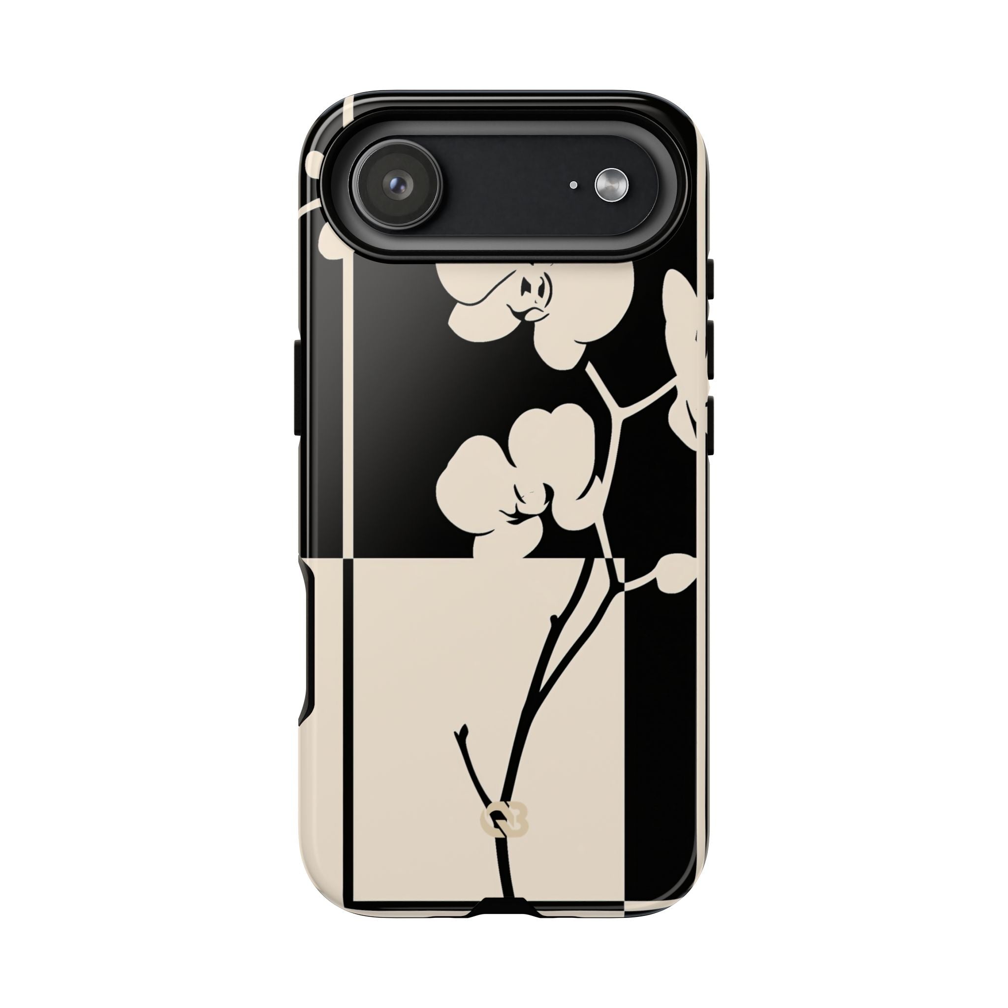 Beige Tough Phone Case for iPhone - Nocturnal Orchid Frame