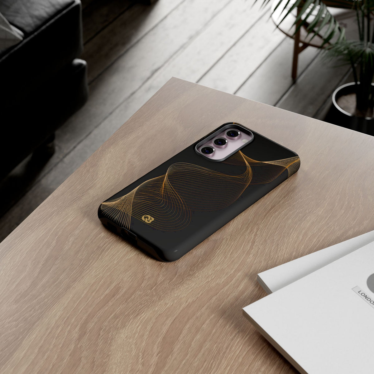 Golden Contour Flow · Tough Phone Case for Samsung · Black