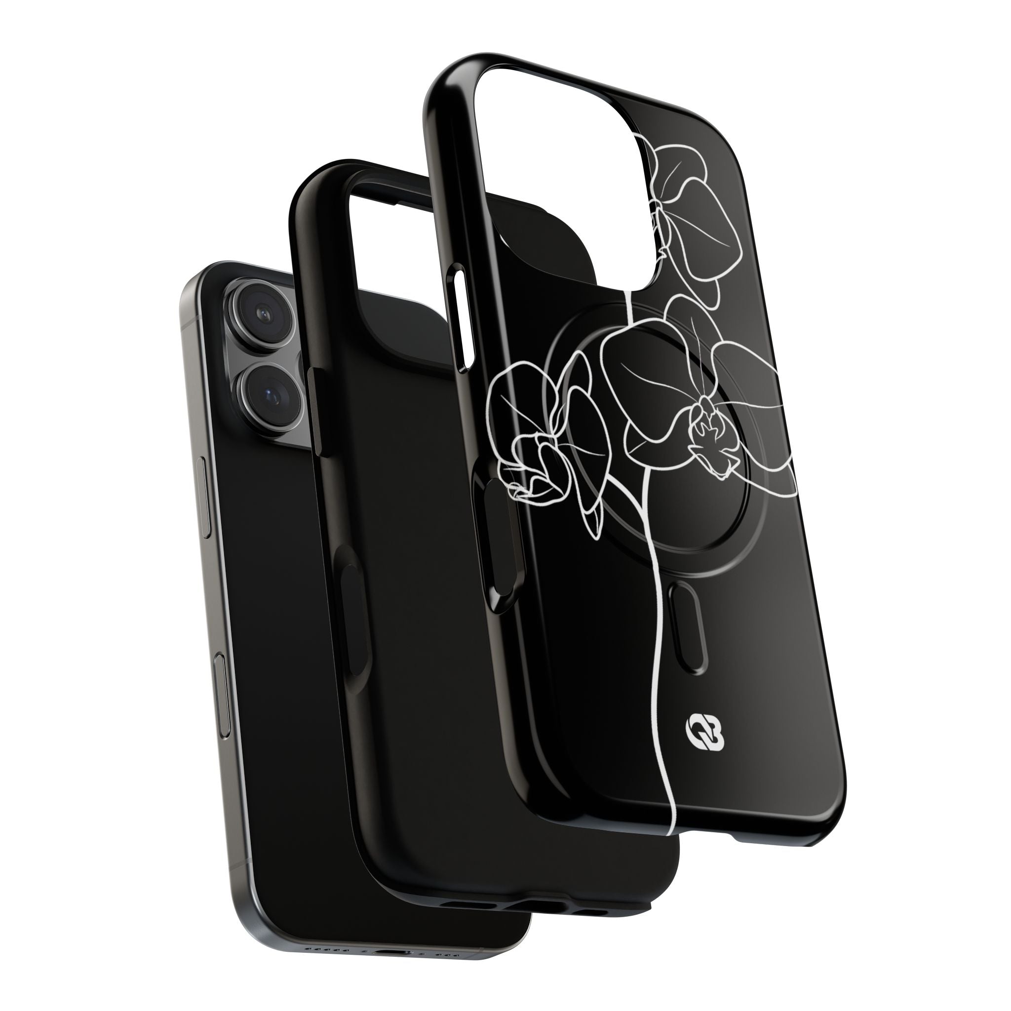 Black Tough 2.0 Magsafe Phone Case for iPhone - Noir Alabaster Orchid
