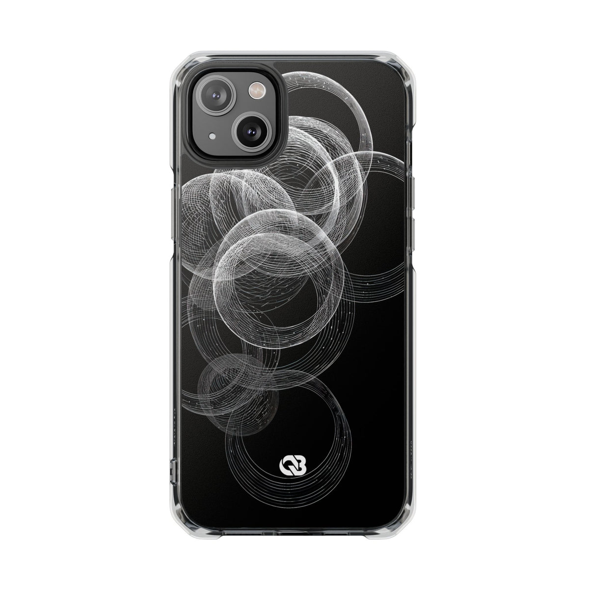 Black Impact MagSafe Phone Case for iPhone - Kinetic Wireframe Orbit