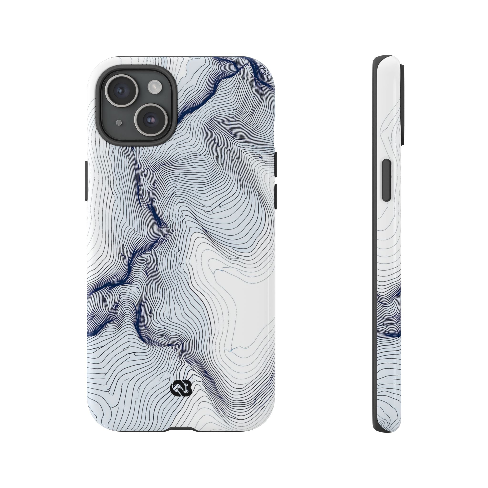White Tough Phone Case for iPhone - Nordic Ridge Topo