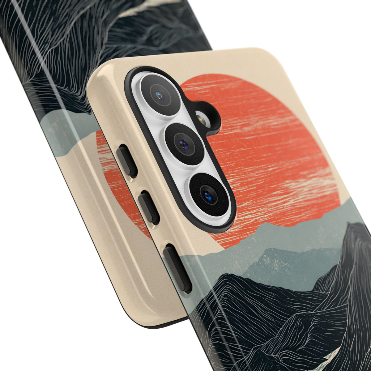 Beige Tough Phone Case for Samsung - Crimson Ridge Flow