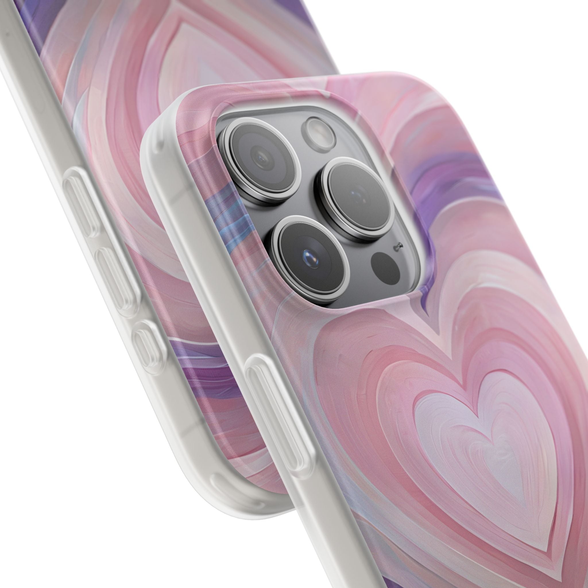 Lavender Pulse Hearts · Soft Mobilskal för iPhone