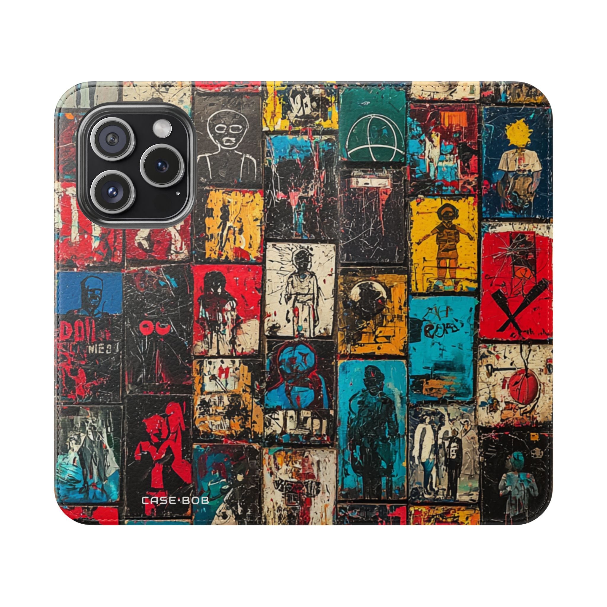 Portrait Grid Crimson - iPhone 15 Pro Case - Wallet