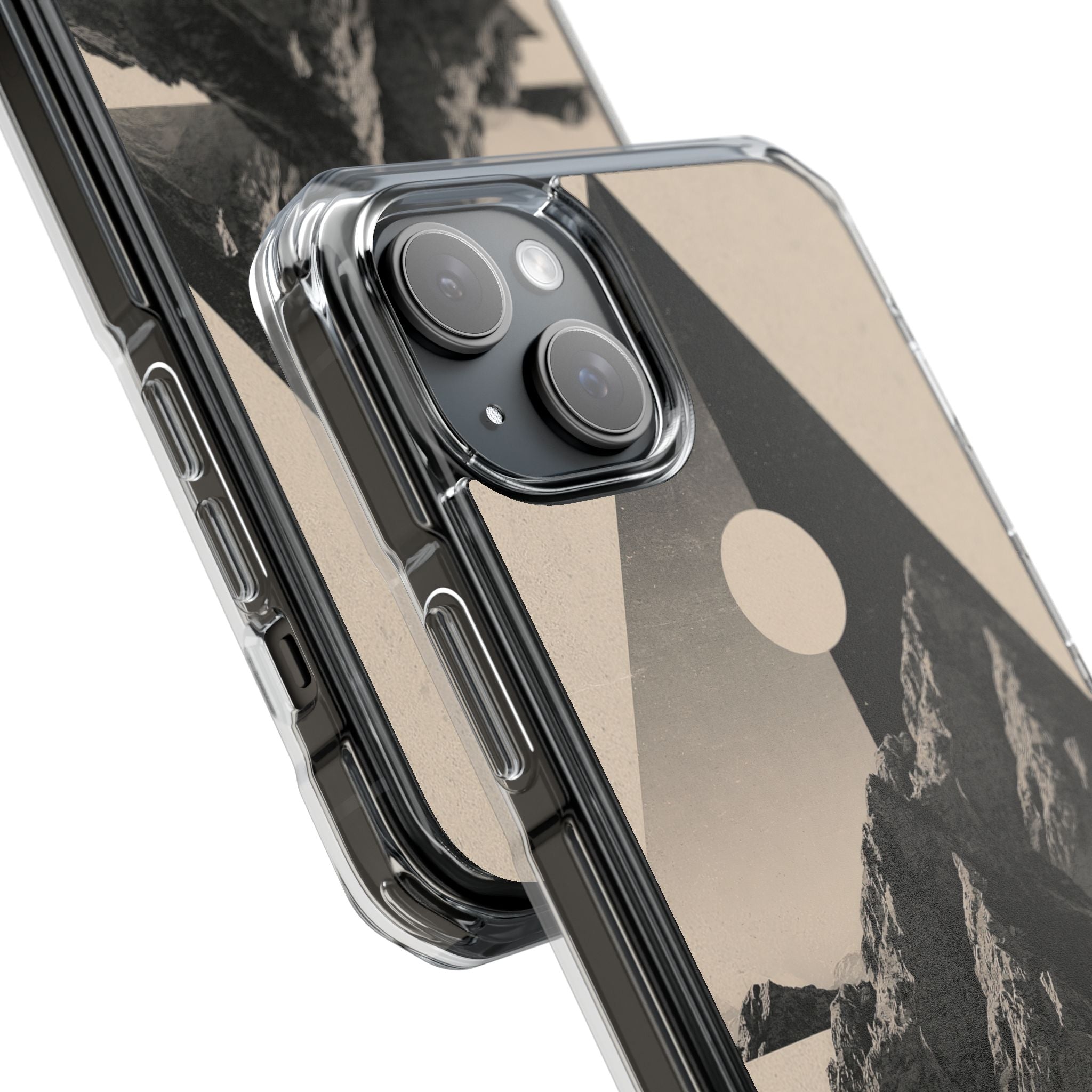 Beige Impact MagSafe Phone Case for iPhone - Obsidian Summit Parchment