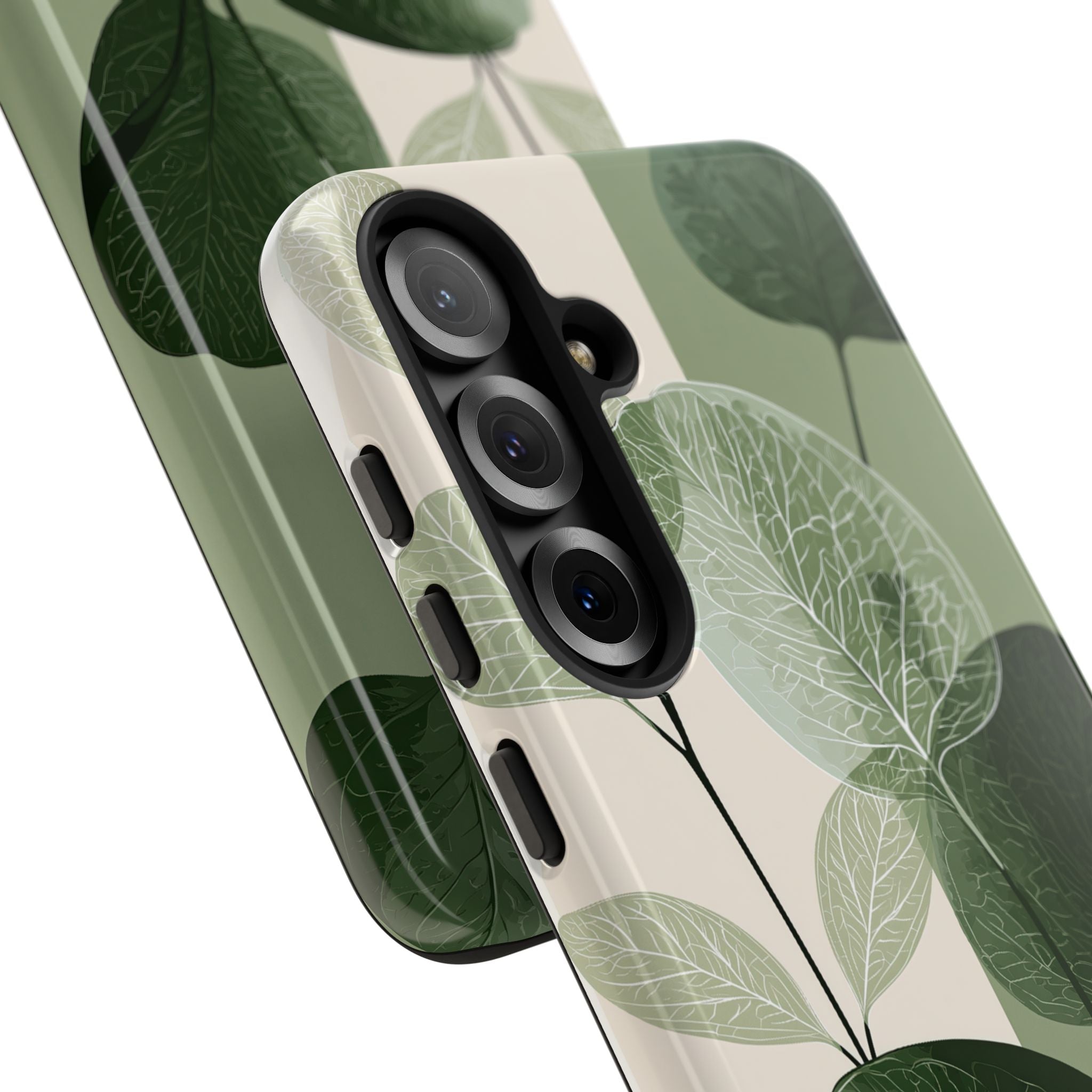 Green Tough Phone Case for Samsung - Sage Leaf Skeletals
