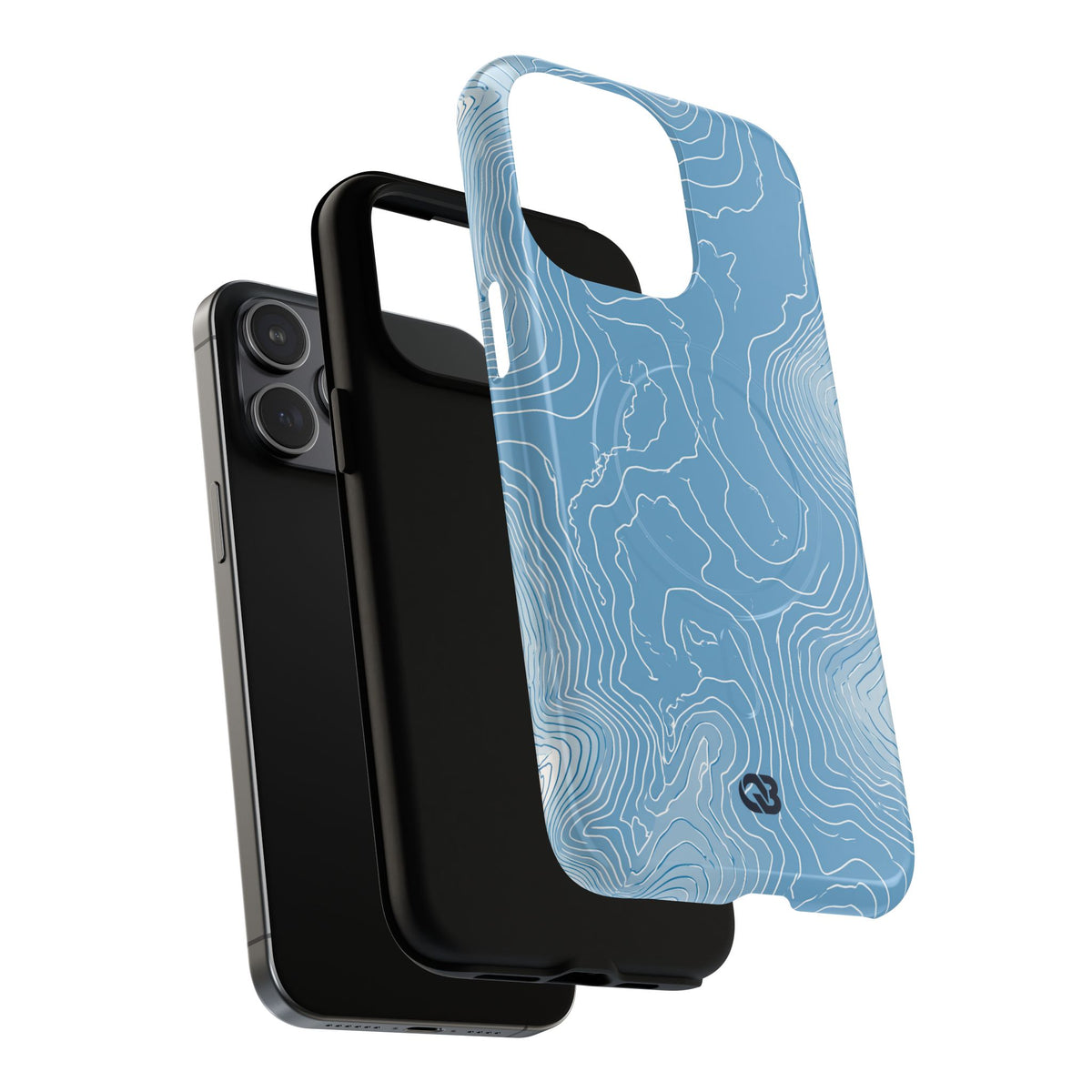 Blue Tough 2.0 Magsafe Phone Case for iPhone - Glacial Ridge Topo