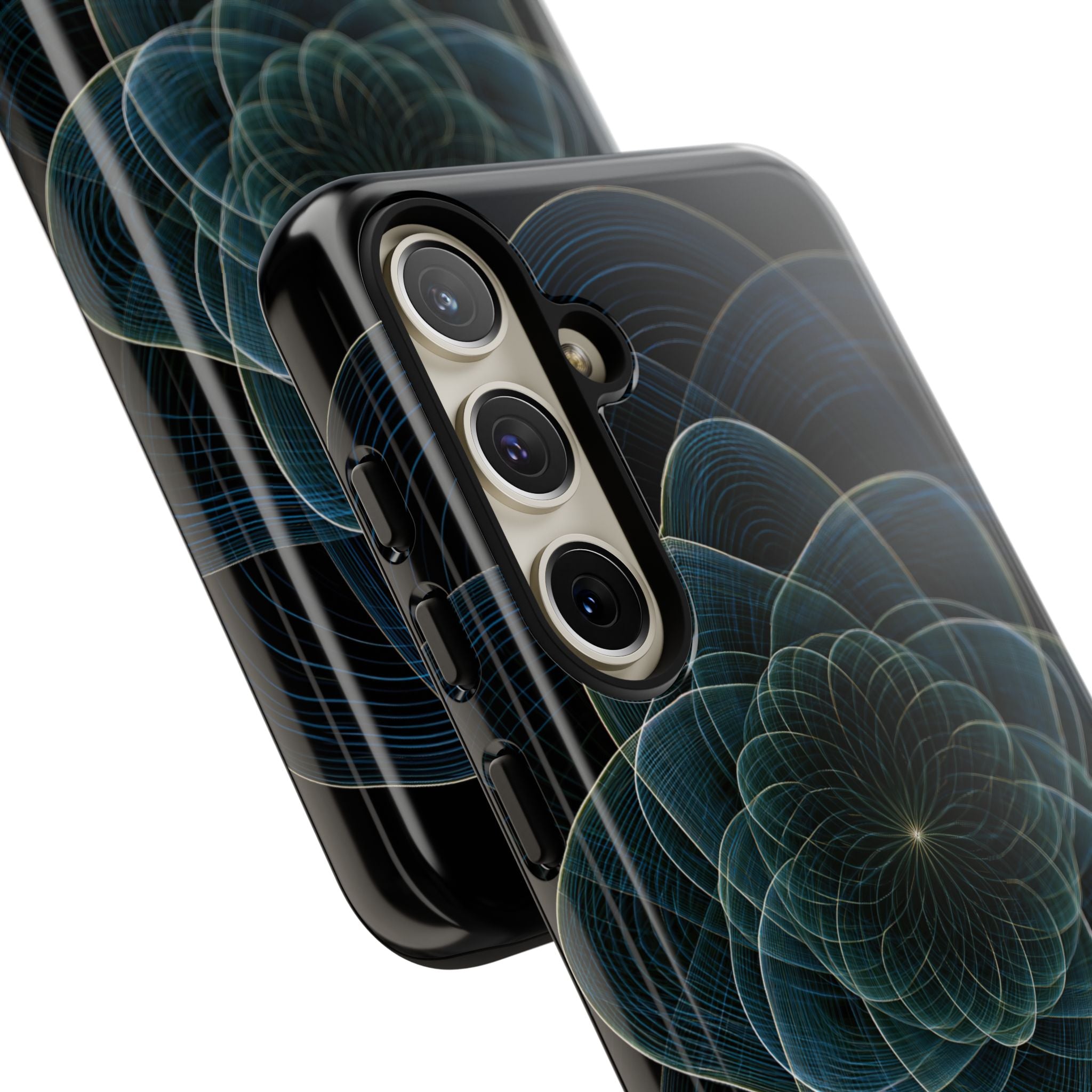 Blue Tough Phone Case for Samsung - Celestial Wireframe Bloom