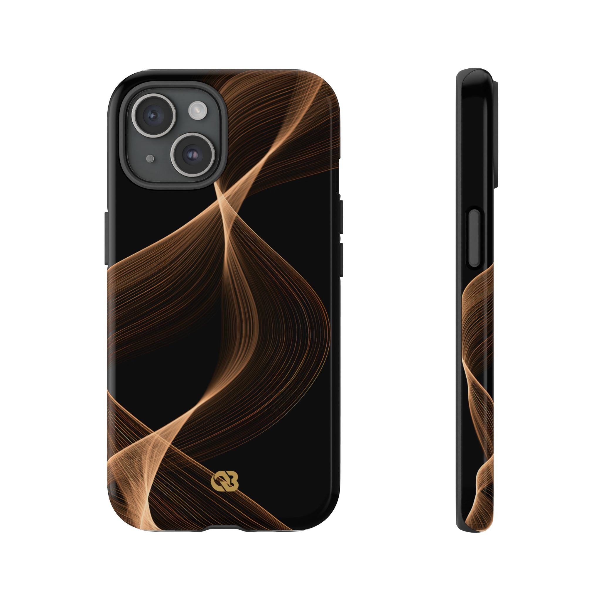 Brown Tough Phone Case for iPhone - Copper Silk Wave