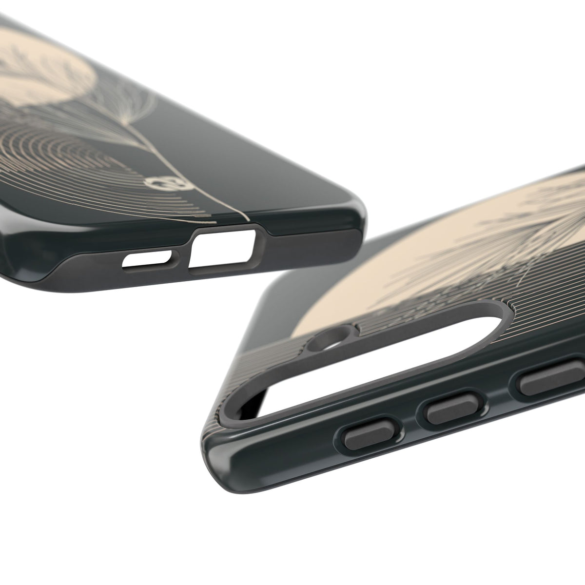 Black Tough Phone Case for Samsung - Obsidian Sand Willow
