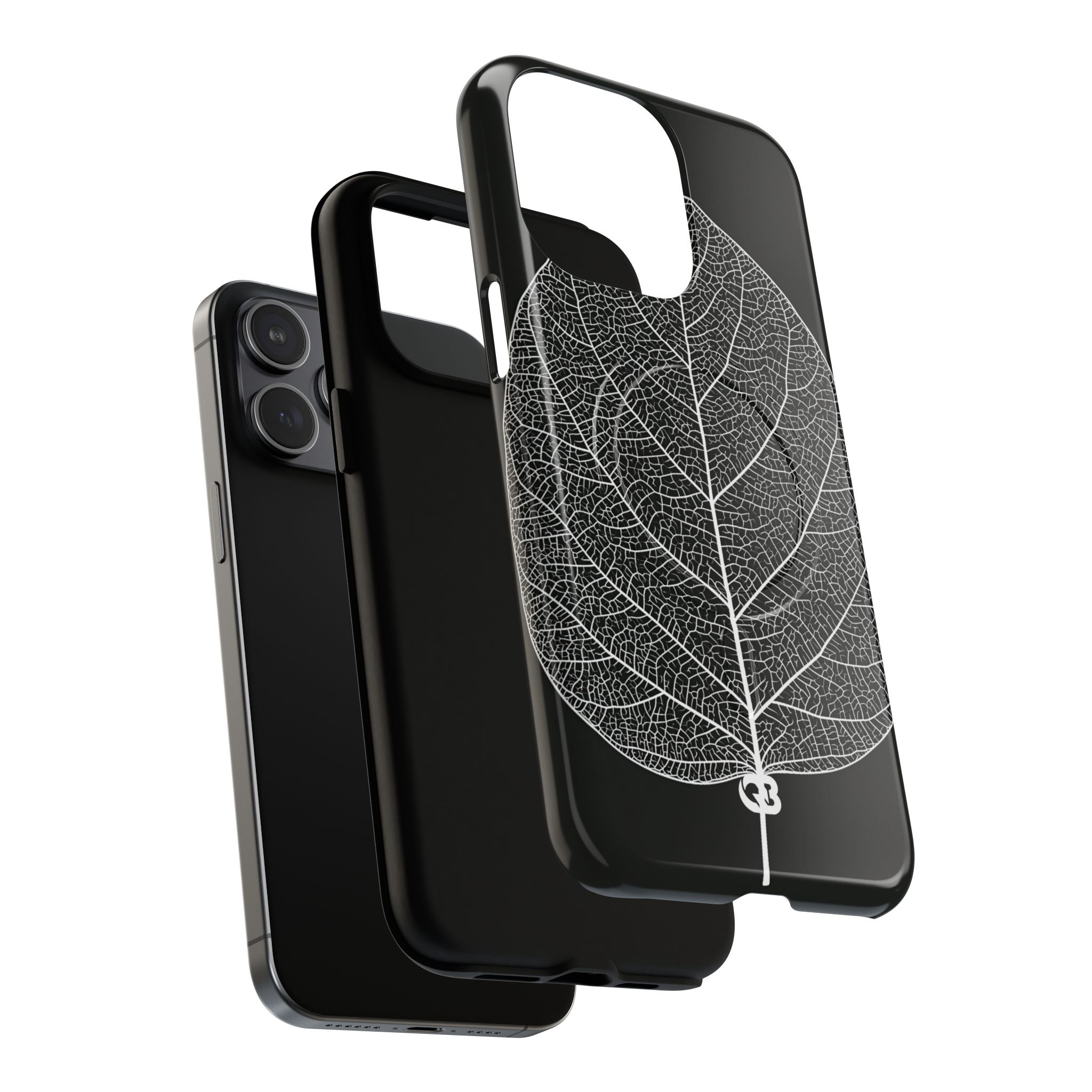 Black Tough 2.0 Magsafe Phone Case for iPhone - Bleached Leaf Lattice