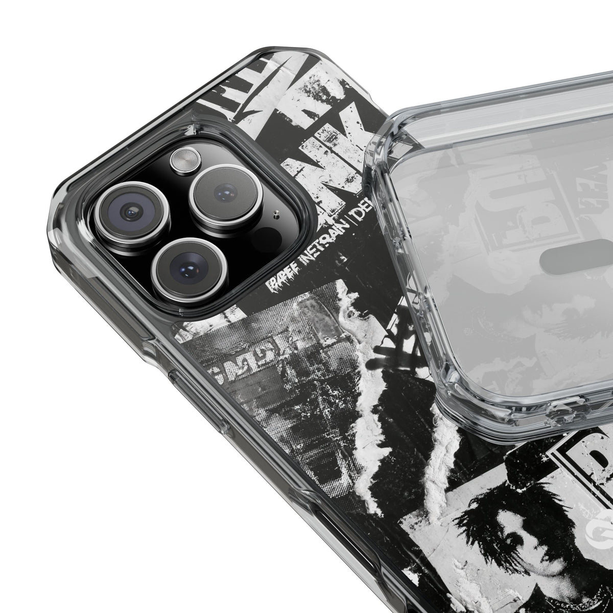 Underground Punk Collage · Clear Impact Magnetic Phone Case for iPhone · Black