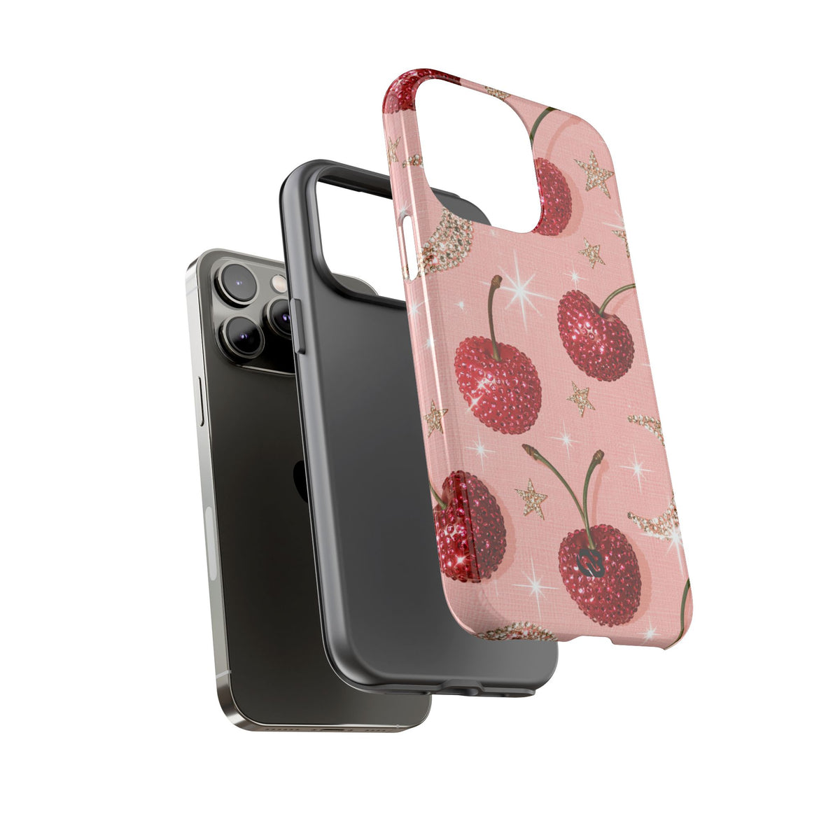 Bedazzled Ruby Cherries · Tough Phone Case for iPhone · Pink