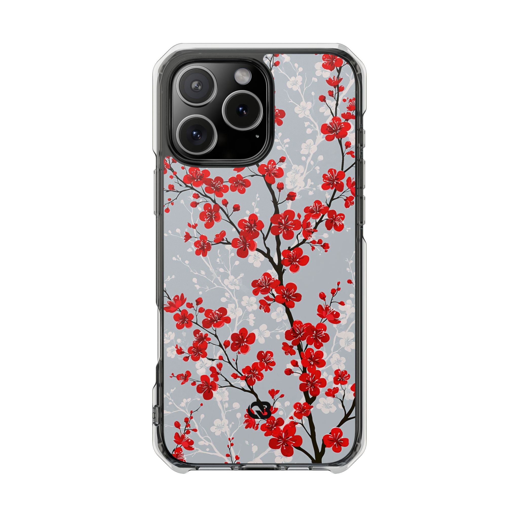 Grey Impact MagSafe Phone Case for iPhone - Crimson Sakura Slate