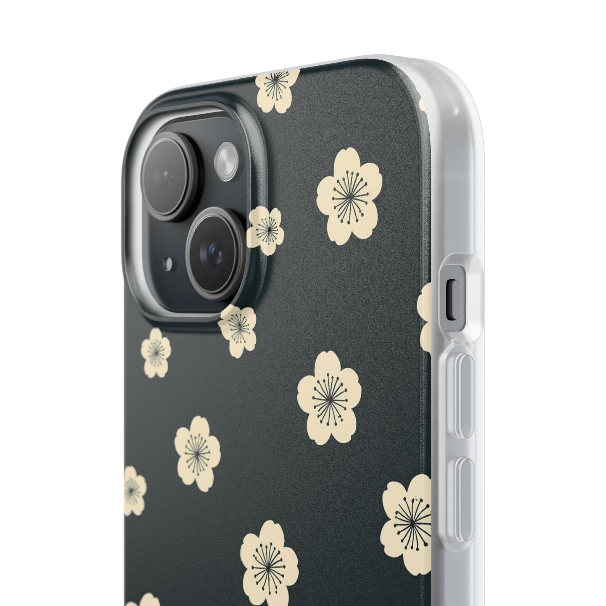 Teal Lite Phone Case for iPhone - Obsidian Cream Petals