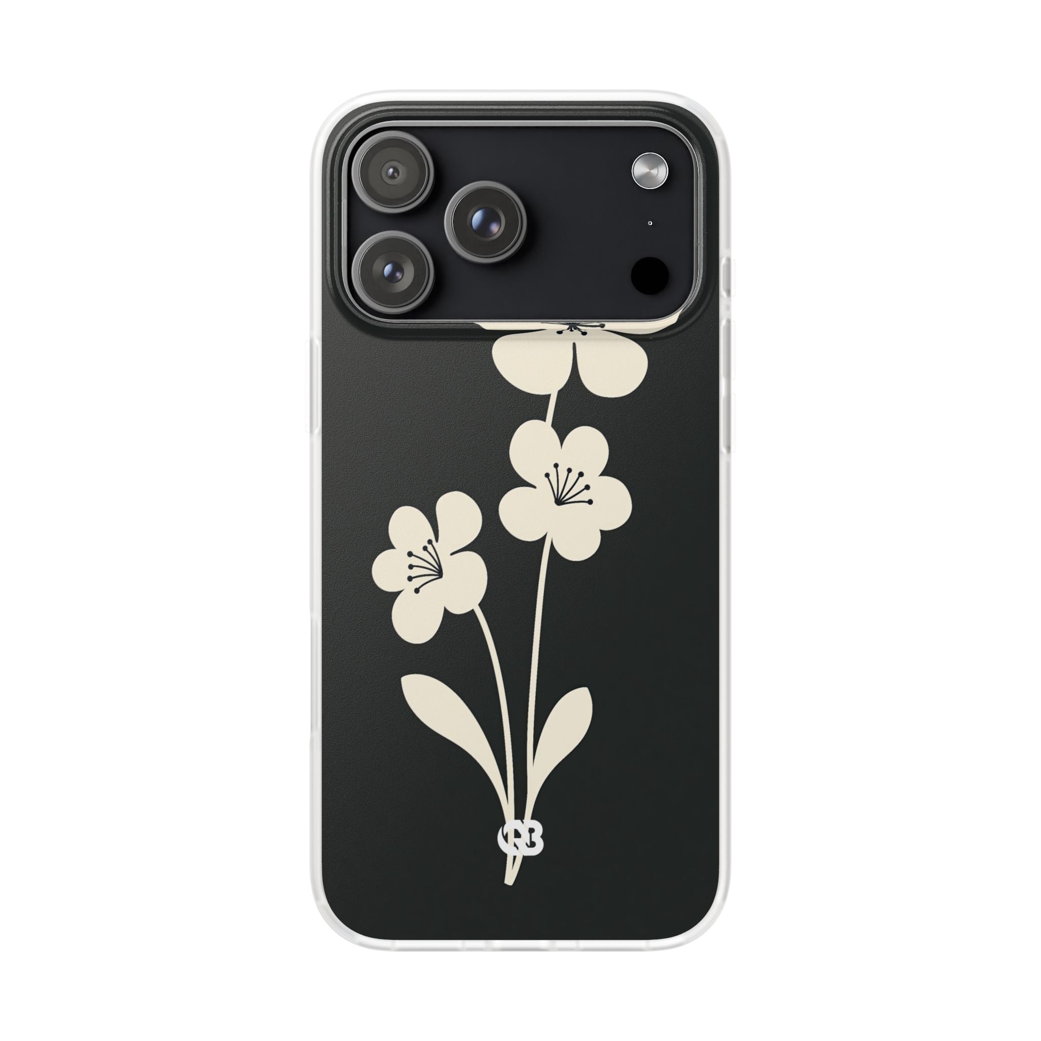Black Lite Phone Case for iPhone - Obsidian Cream Bloom