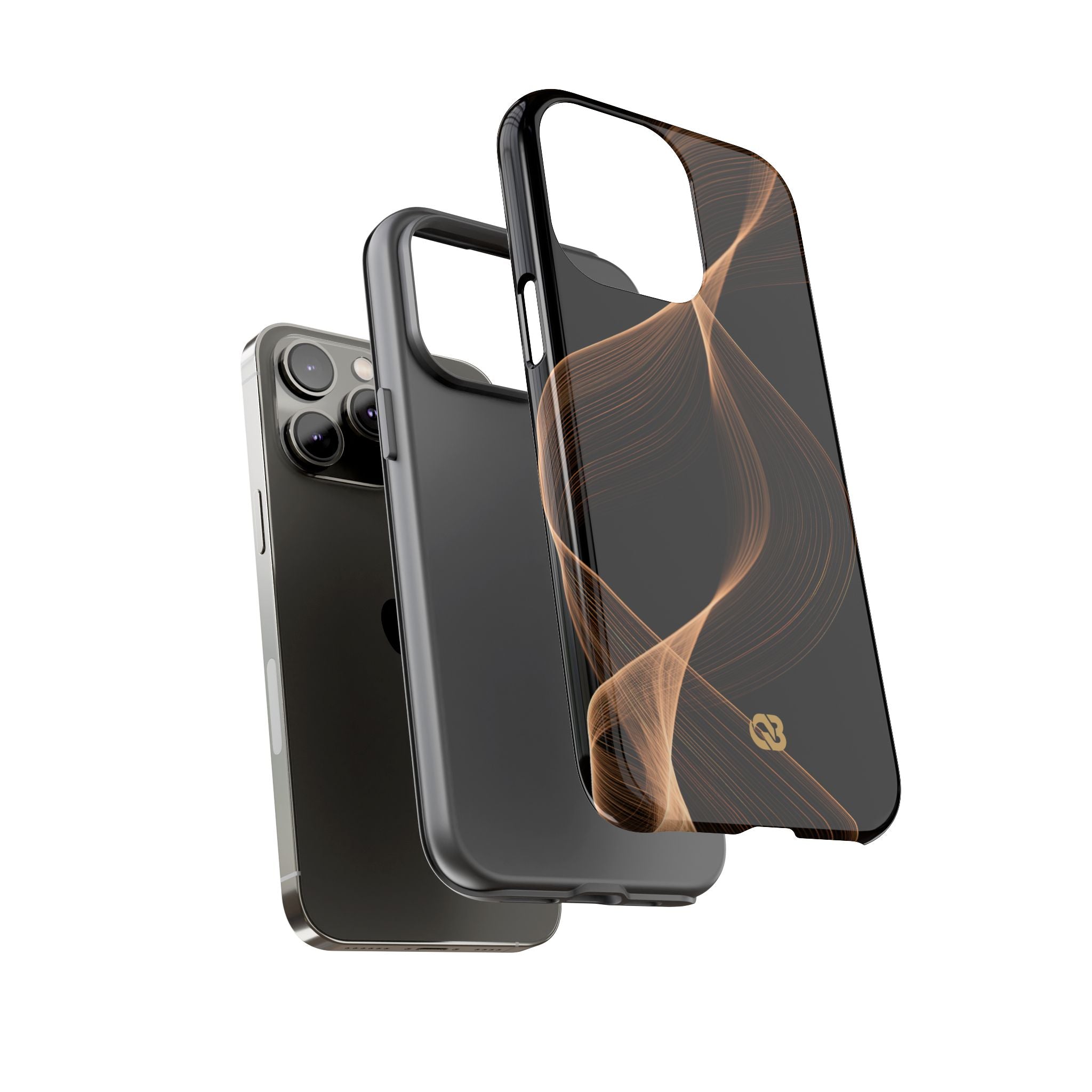 Brown Tough Phone Case for iPhone - Copper Silk Wave