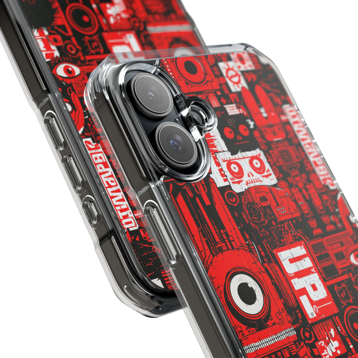 Neo Mecha Collage · Clear Impact Magnetic Phone Case for iPhone · Red