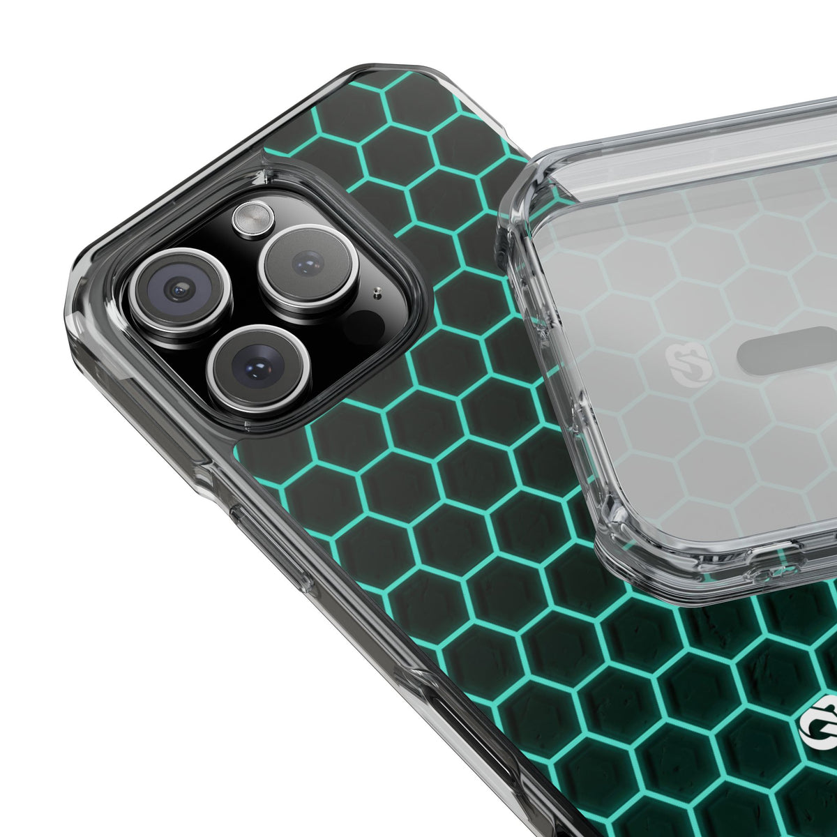 Neon Hex Spectrum · Clear Impact Magnetic Phone Case for iPhone · Teal