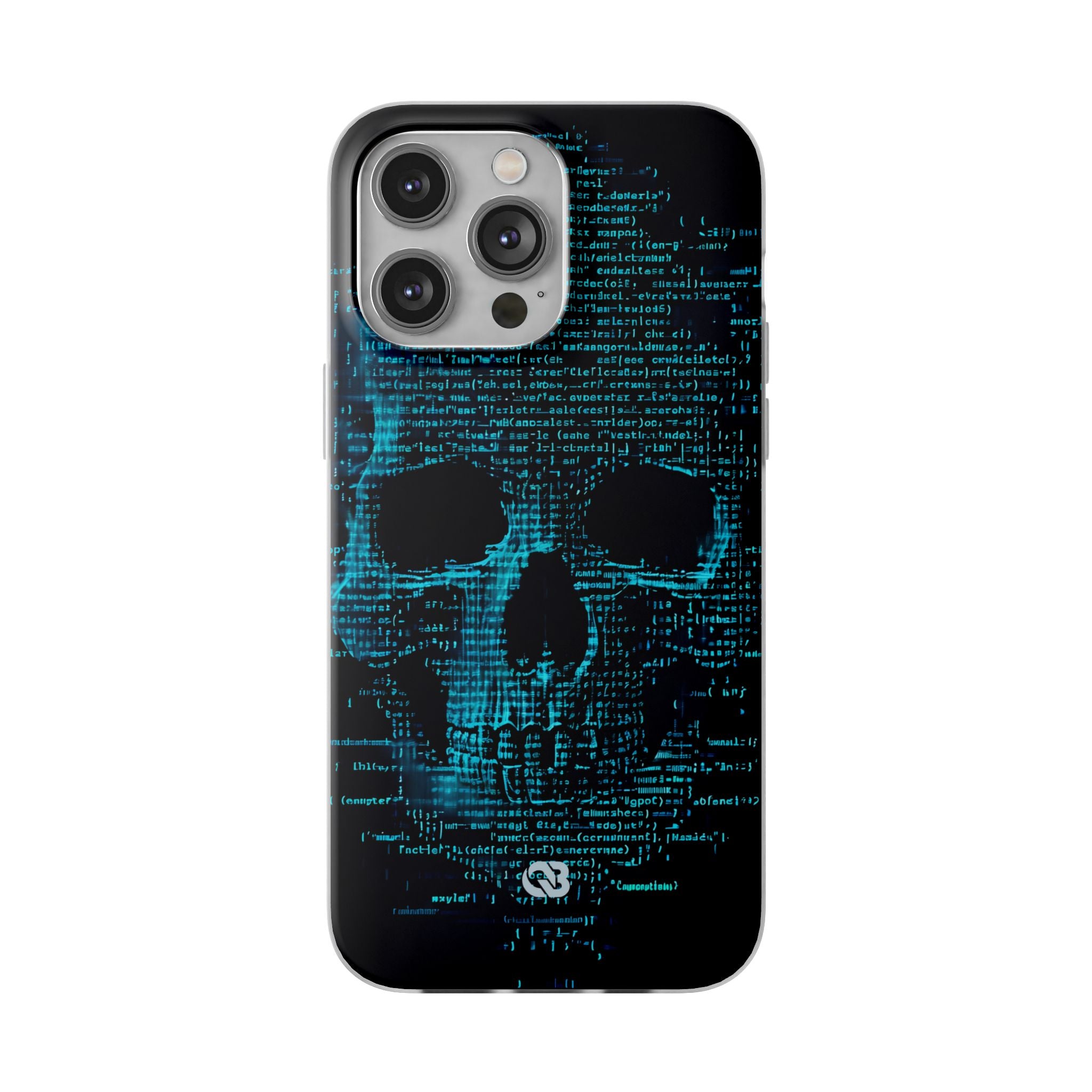 Cyan Glitch Skull · Soft Phone Case for iPhone
