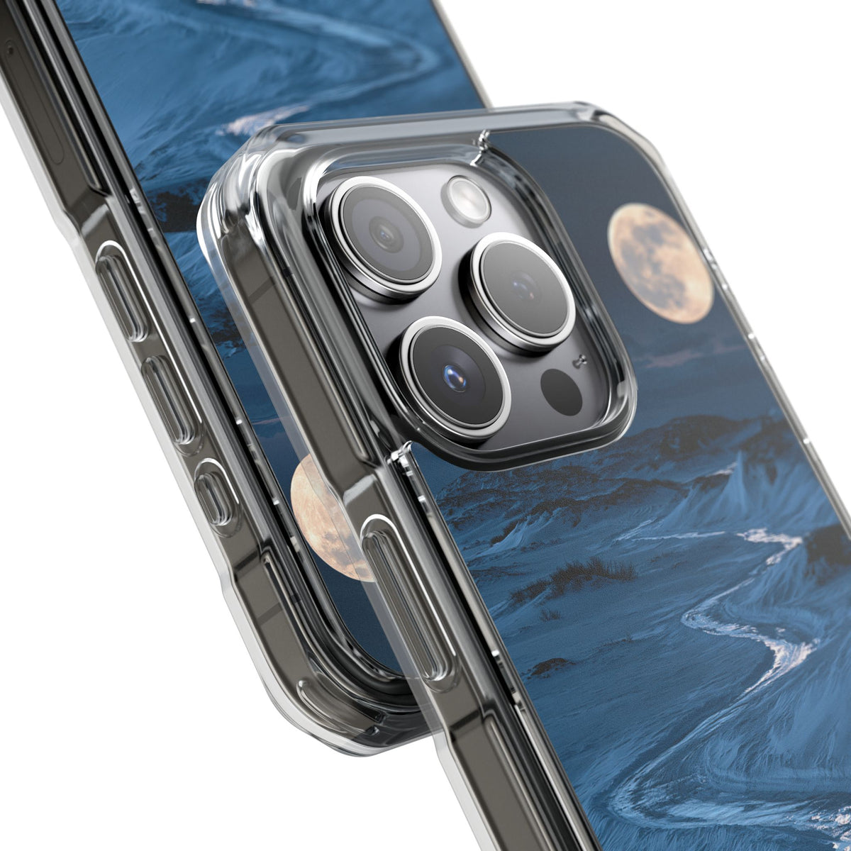 Arctic Moon Drift · Clear Impact Magnetic Phone Case for iPhone · Blue