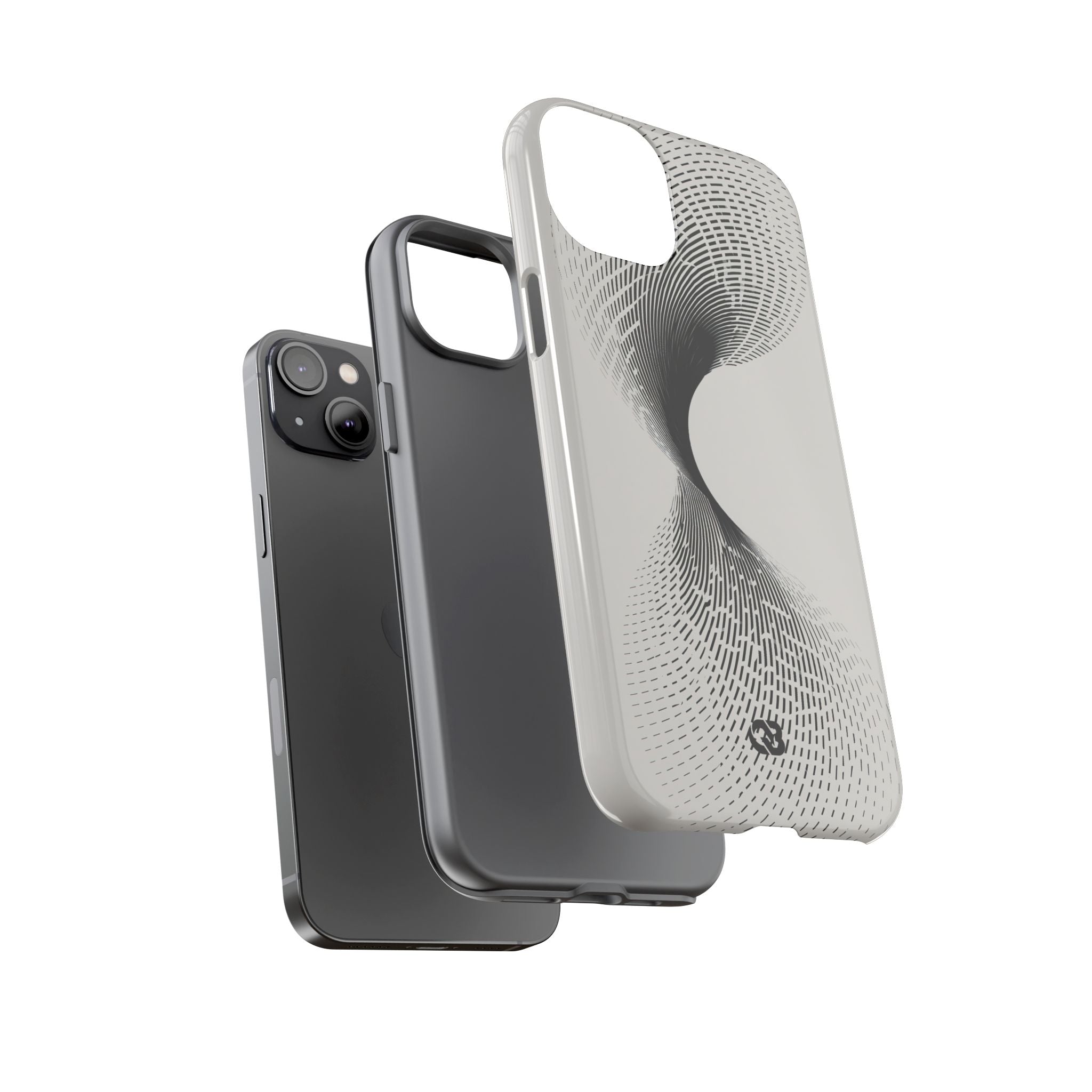 White Tough Phone Case for iPhone - Linear Torsion Grid