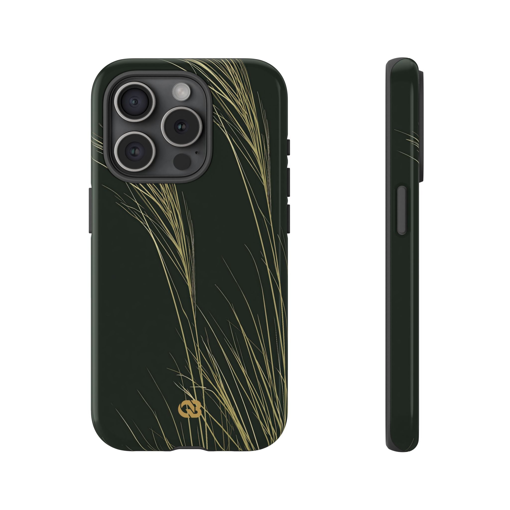 Green Tough Phone Case for iPhone - Midnight Gilded Grass