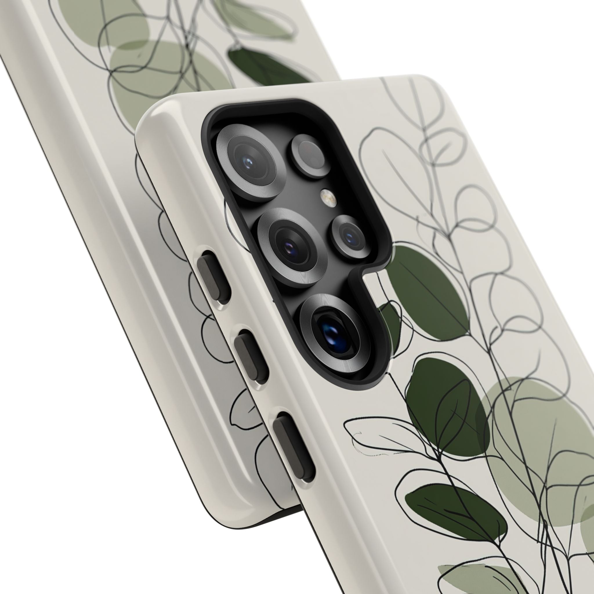 Green Tough Phone Case for Samsung - Muted Eucalyptus Sketch