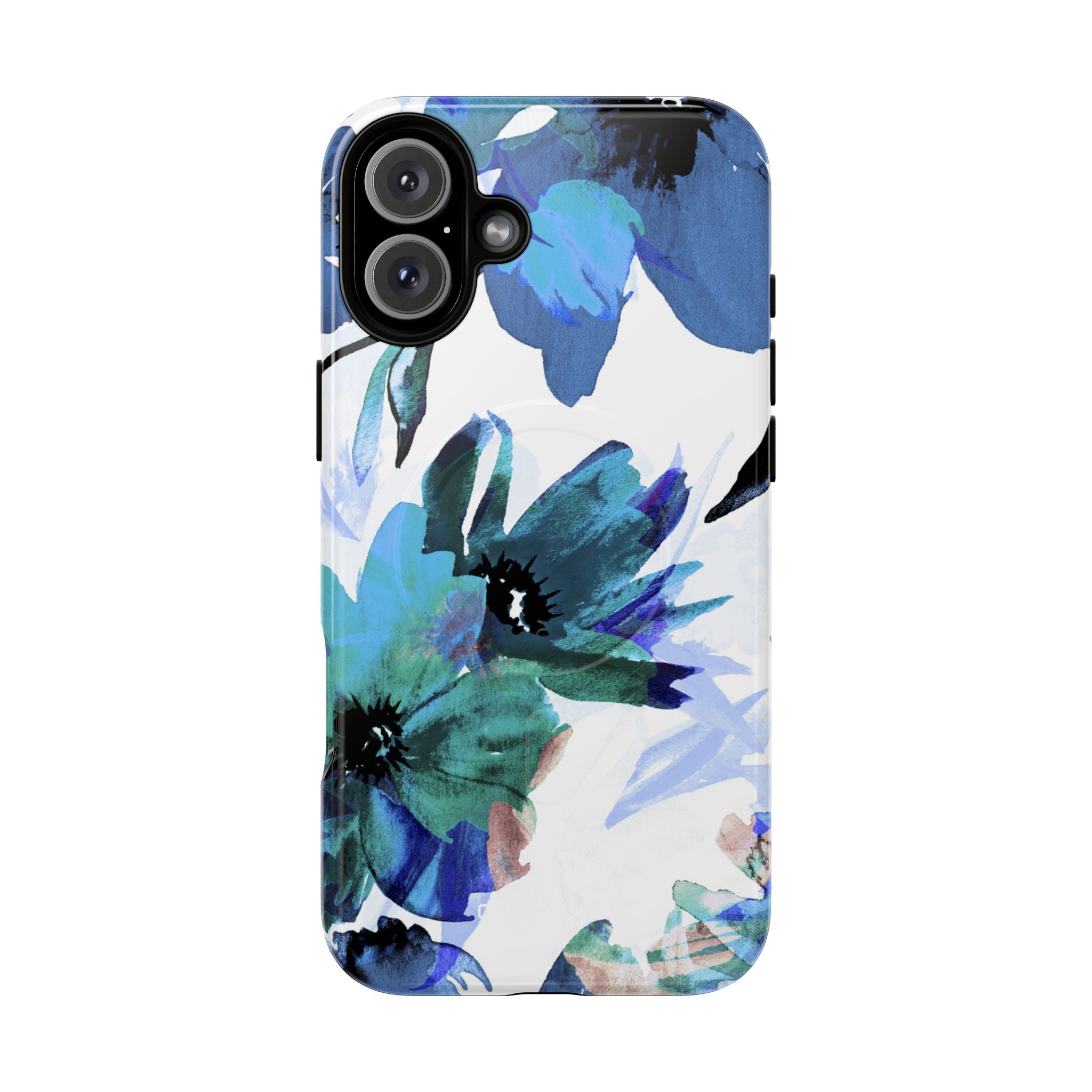Blue Blossom Radiance iPhone 16 Plus Skal - Tough+