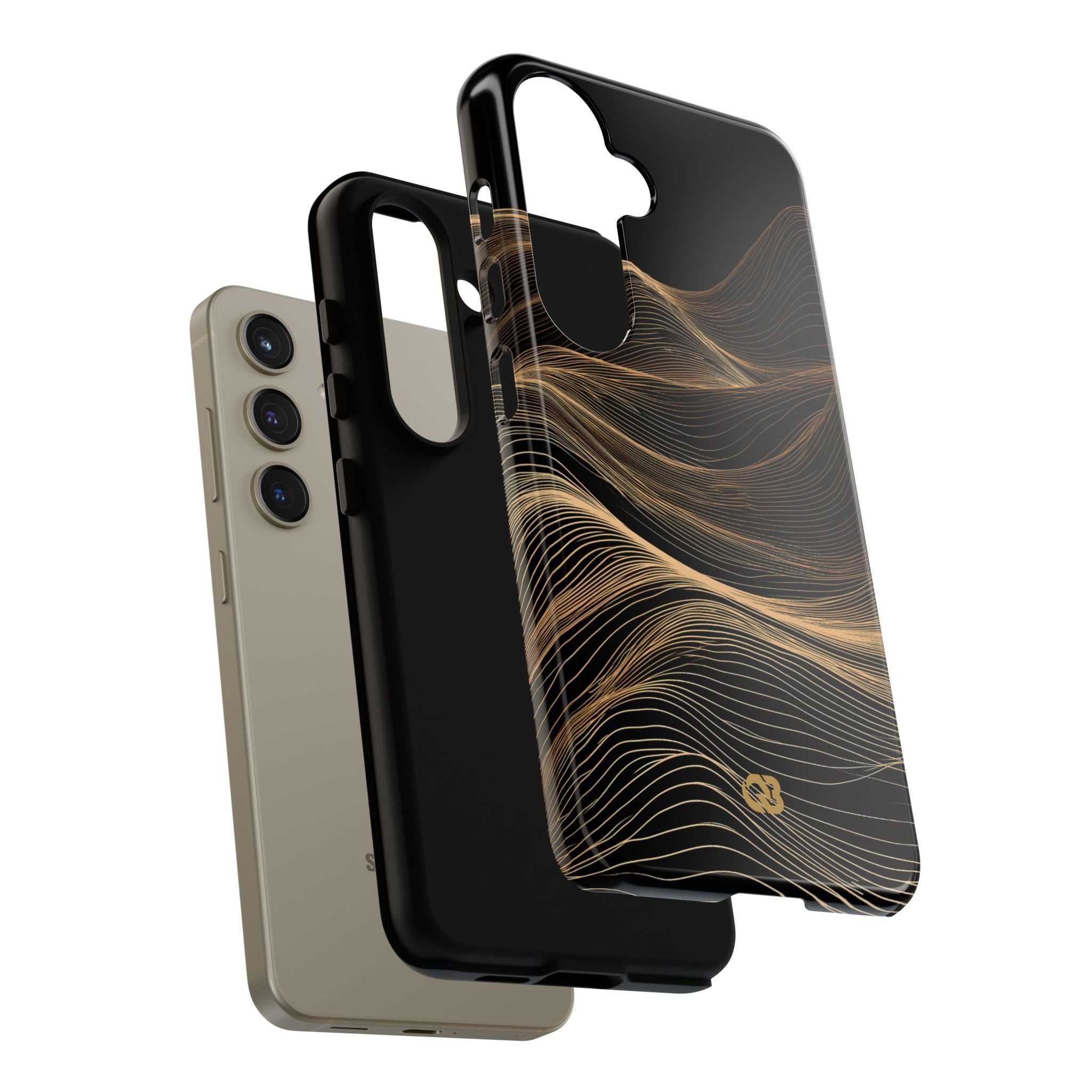 Black Tough Phone Case for Samsung - Copper Topo Ridge