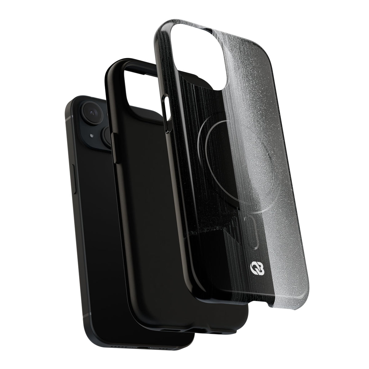 Black Tough 2.0 Magsafe Phone Case for iPhone - Brutalist Pixel Monolith
