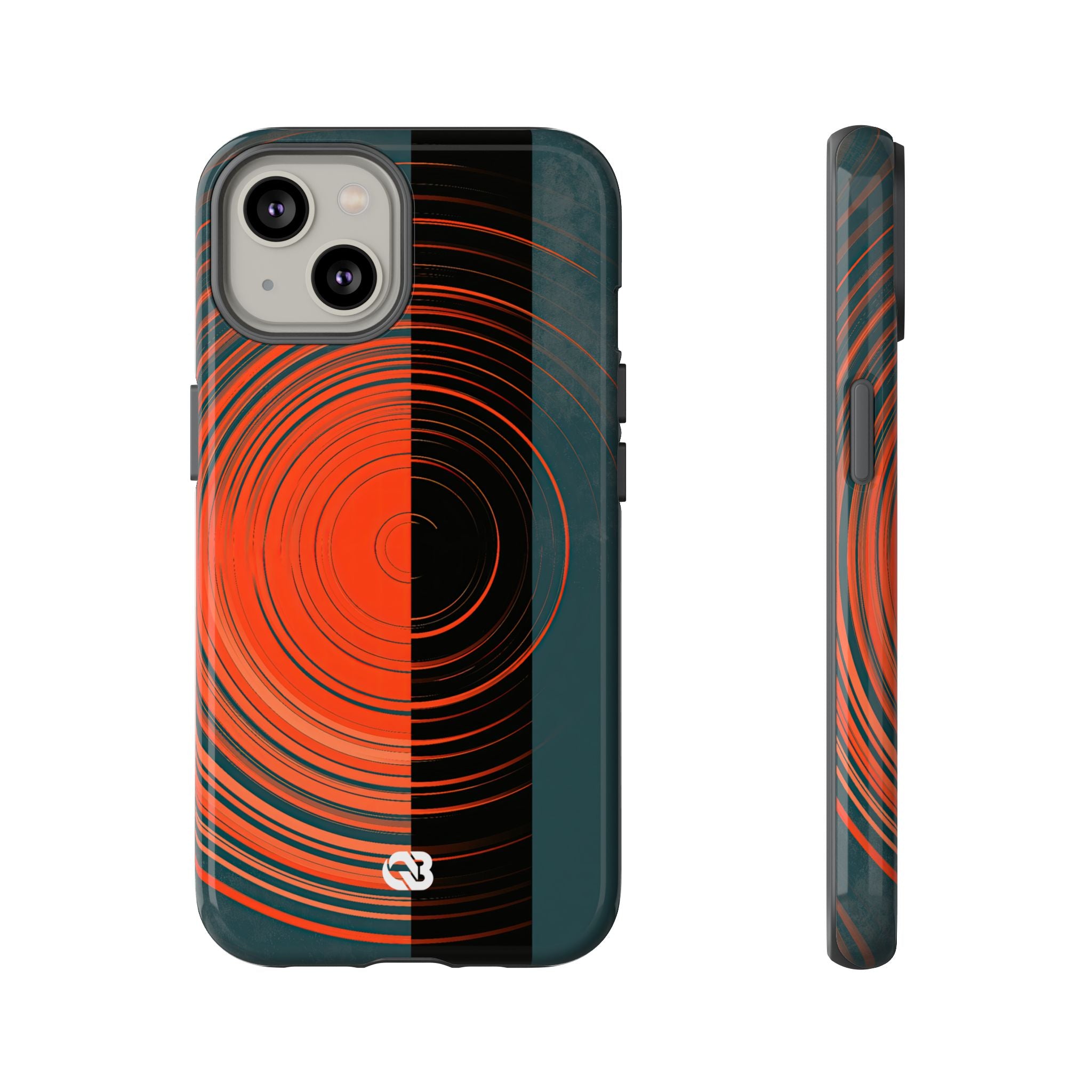 Teal Tough Phone Case for iPhone - Burnt Slate Radial